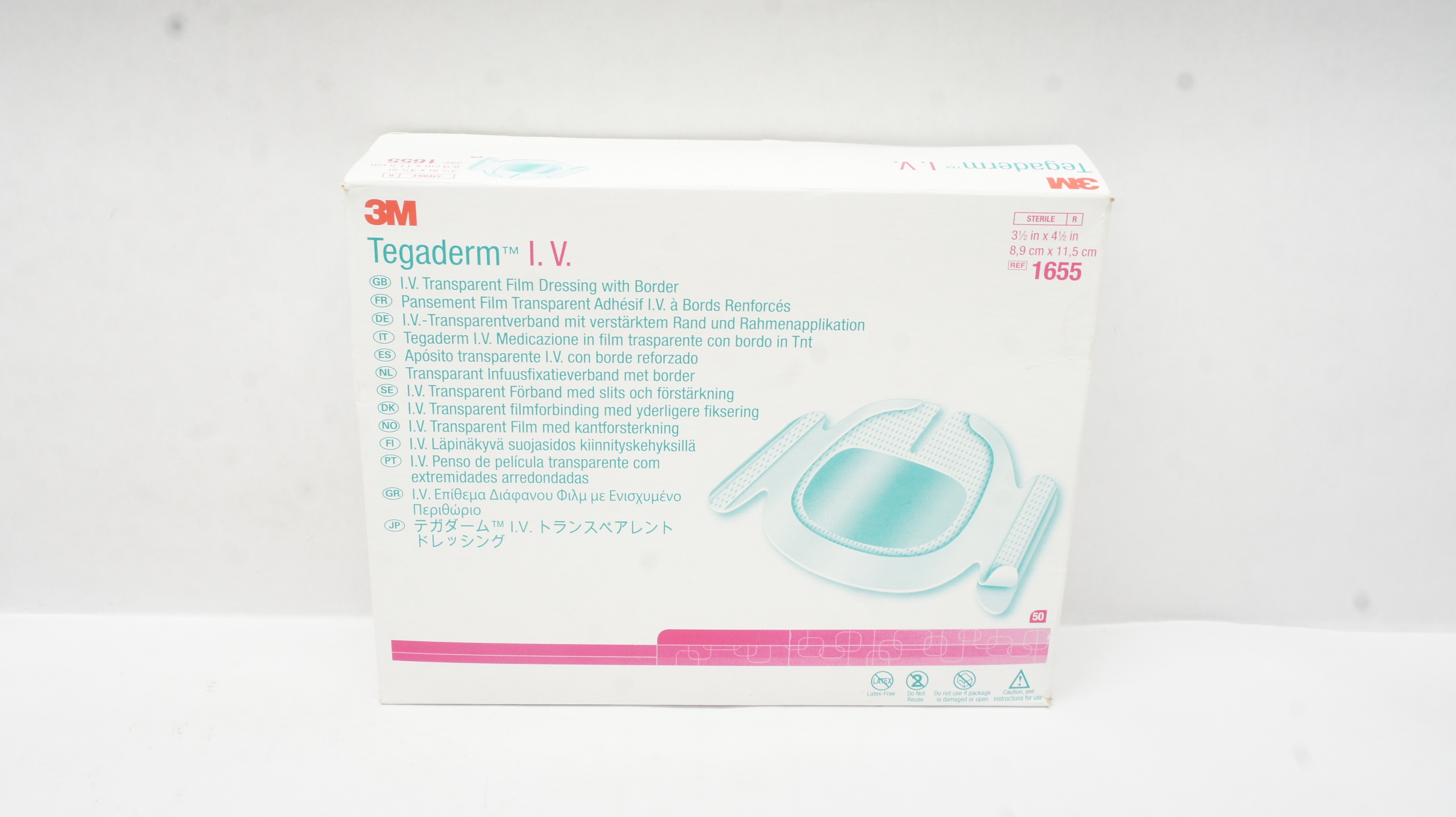 3M 1655 Tegaderm IV Transparent Film Dressing 3-1/2 x 4-1/2inch - Box of 50