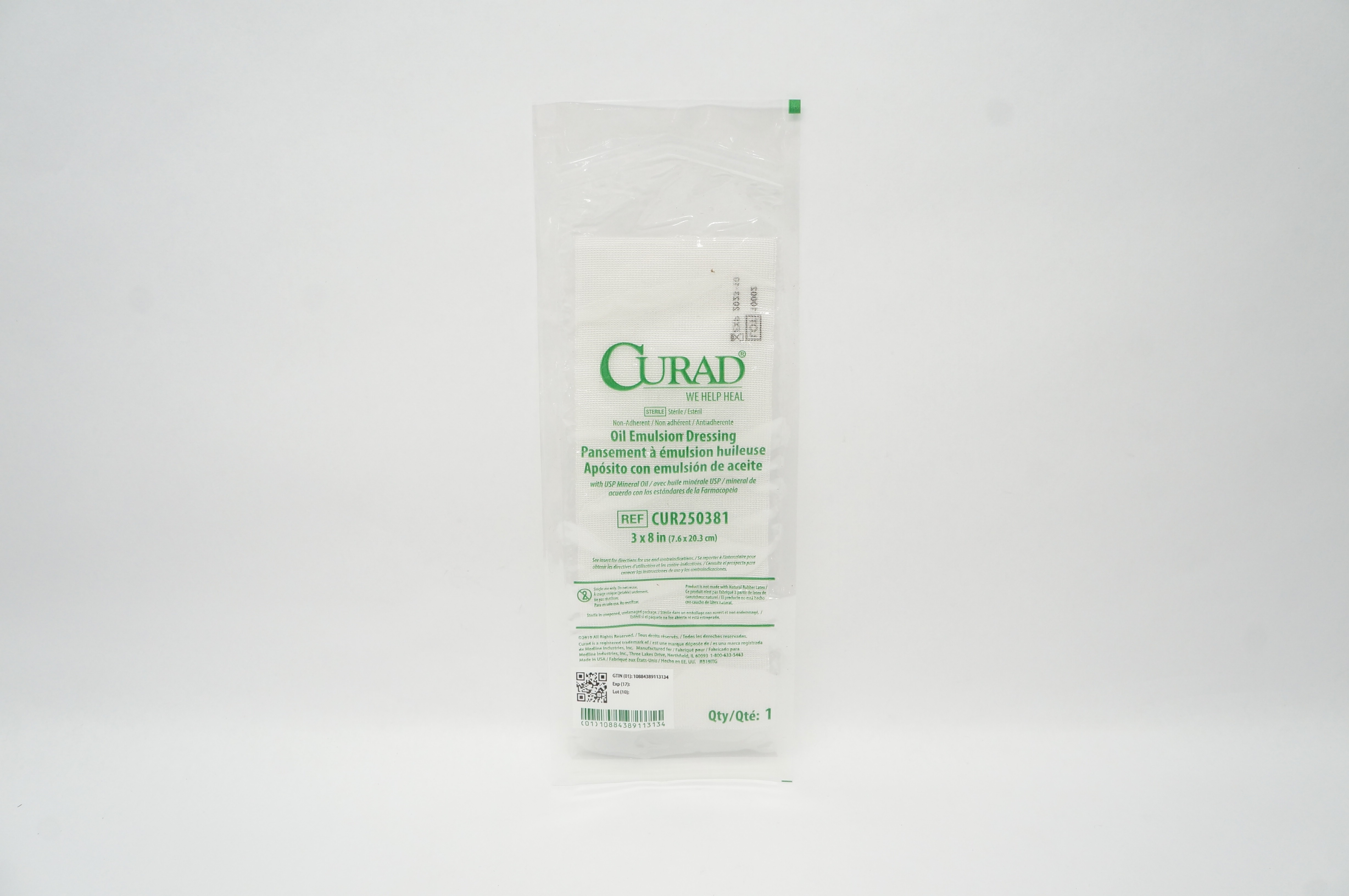 Medline CUR250381 Curad Oil Emulsion Dressing 3 inch x 8 inch (x)