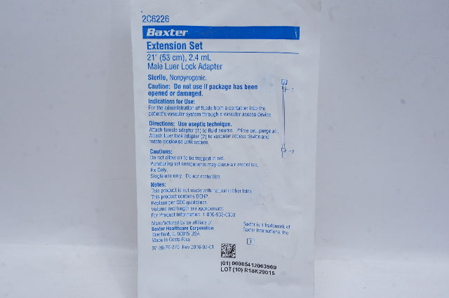 Baxter 2C6226 Extension Set 21inch x 2.4 mL