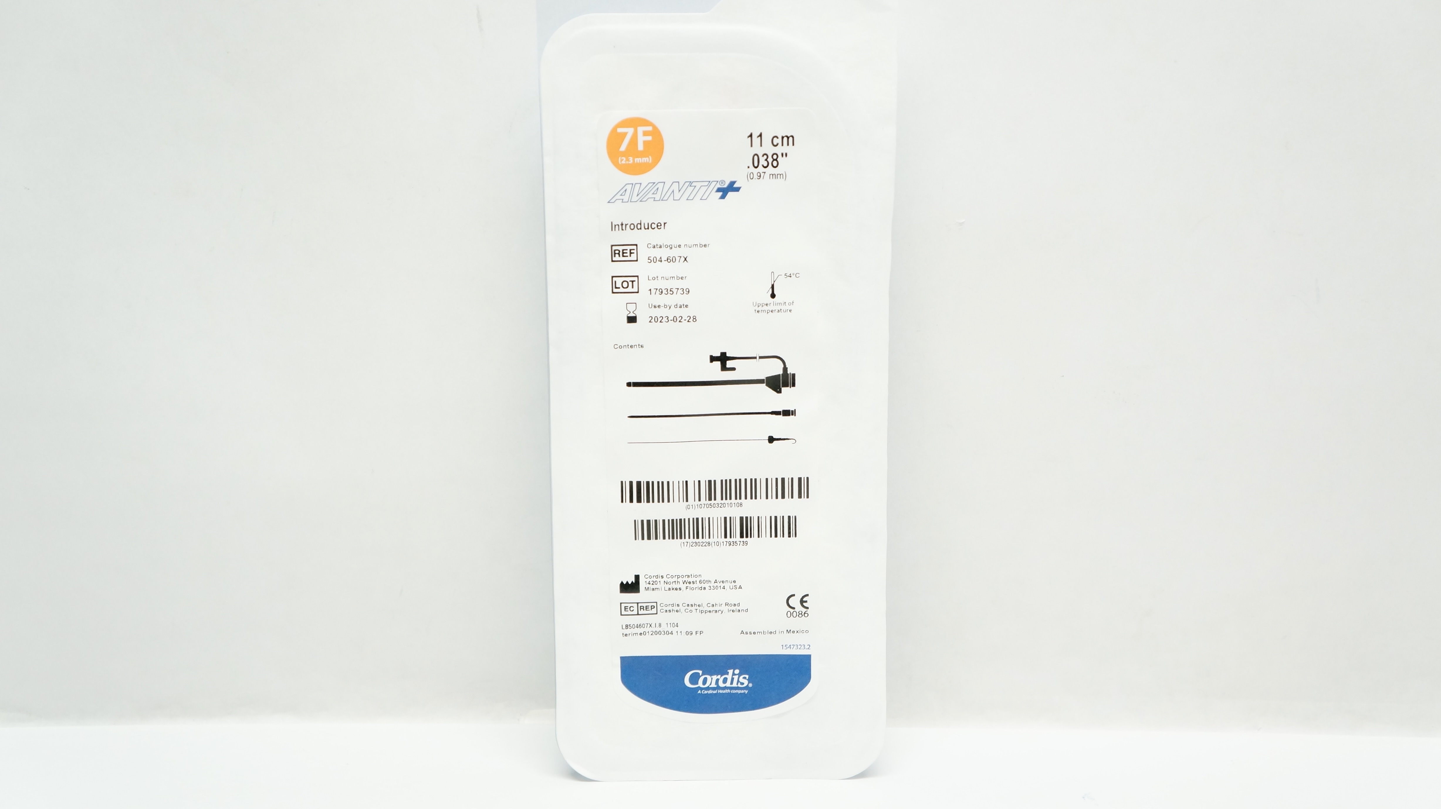 Cordis 504-607X AVANTI Plus Introducer 7F x 0.038inch x 11cm (x)