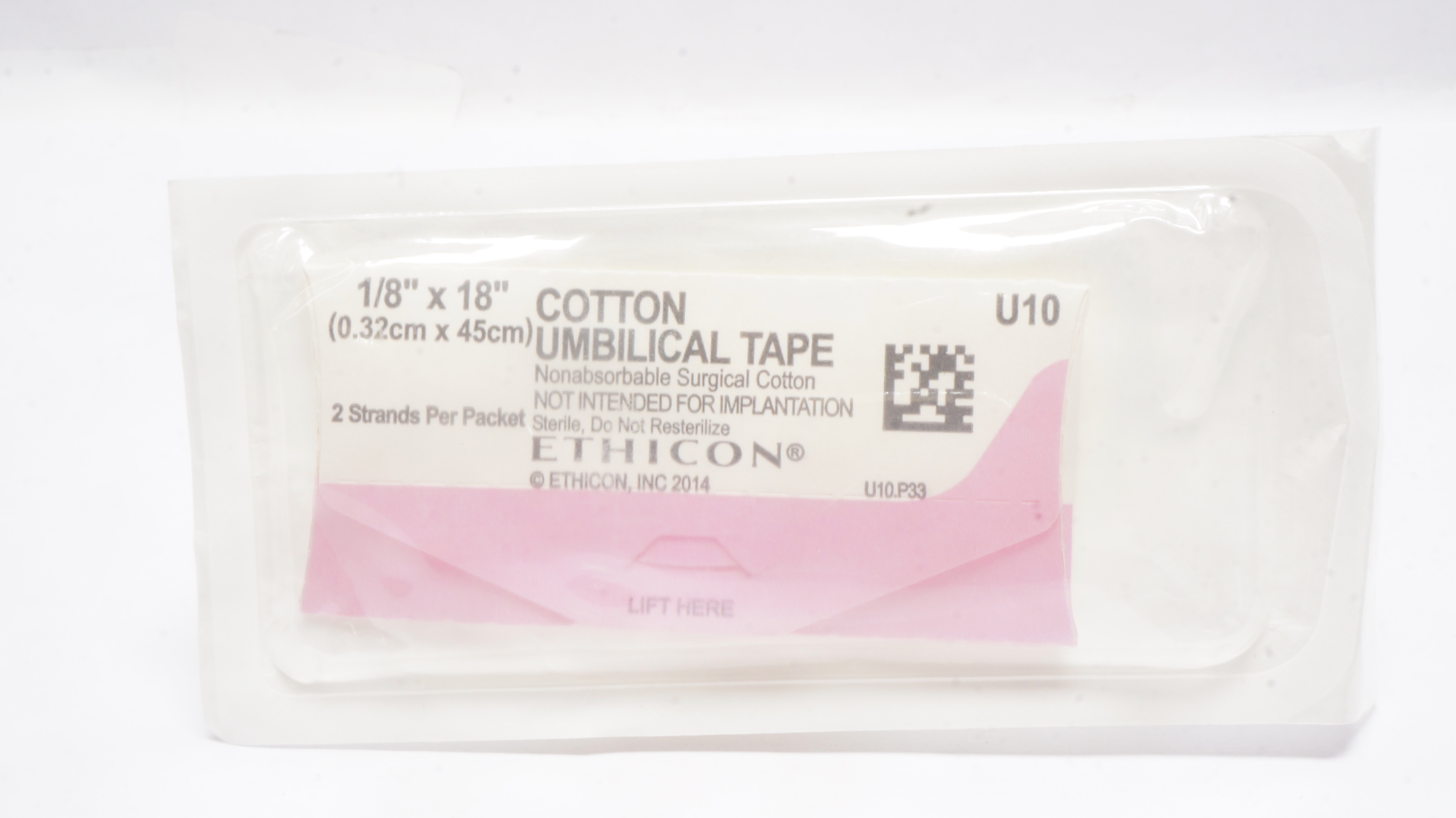 Ethicon U10 Cotton Umbilical Tape 1/8inch x 18inch (x)