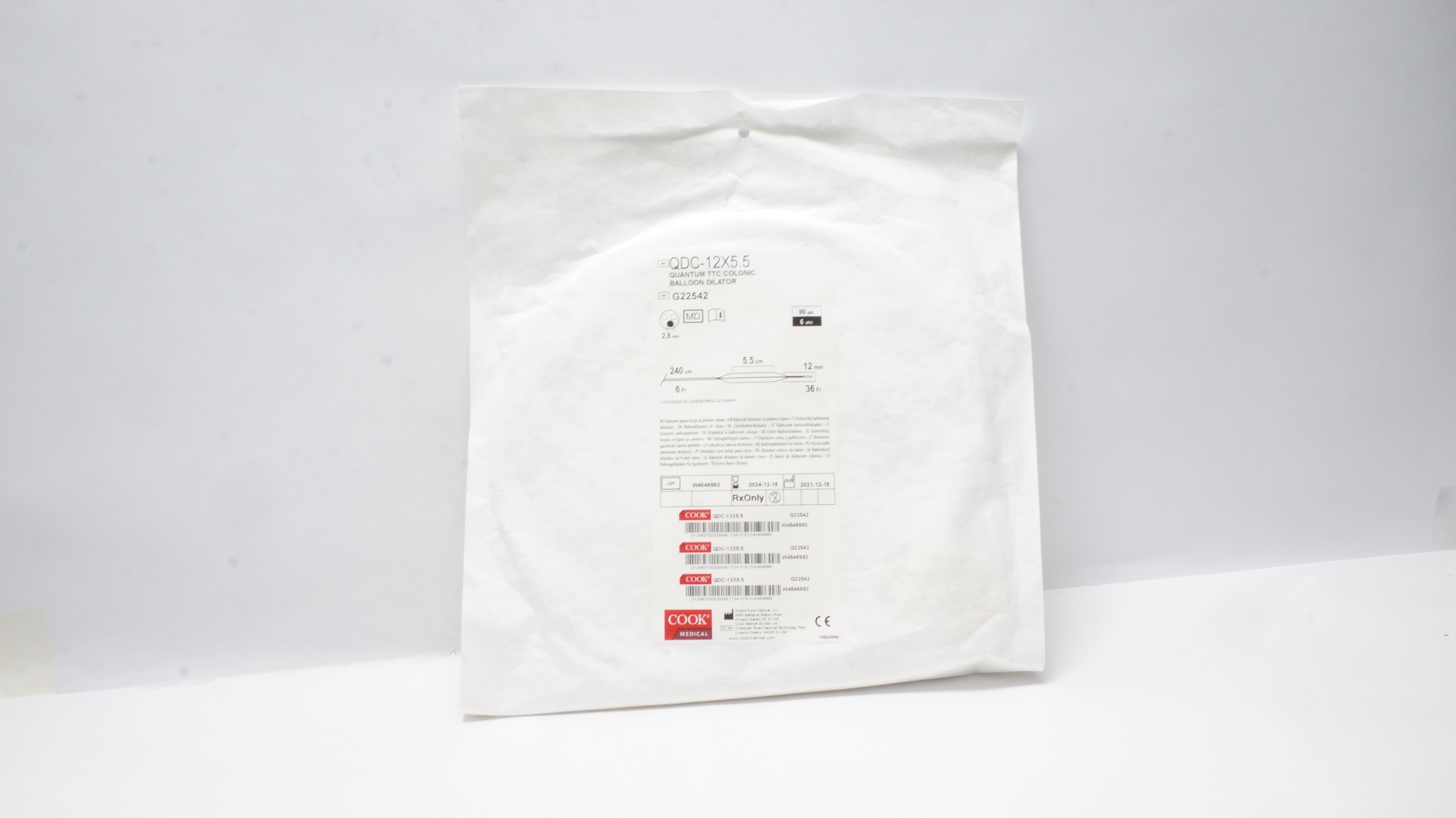 Cook Medical G22542 Quantum TTC Colonic Balloon Dilator 12 x 5.5mm (x)