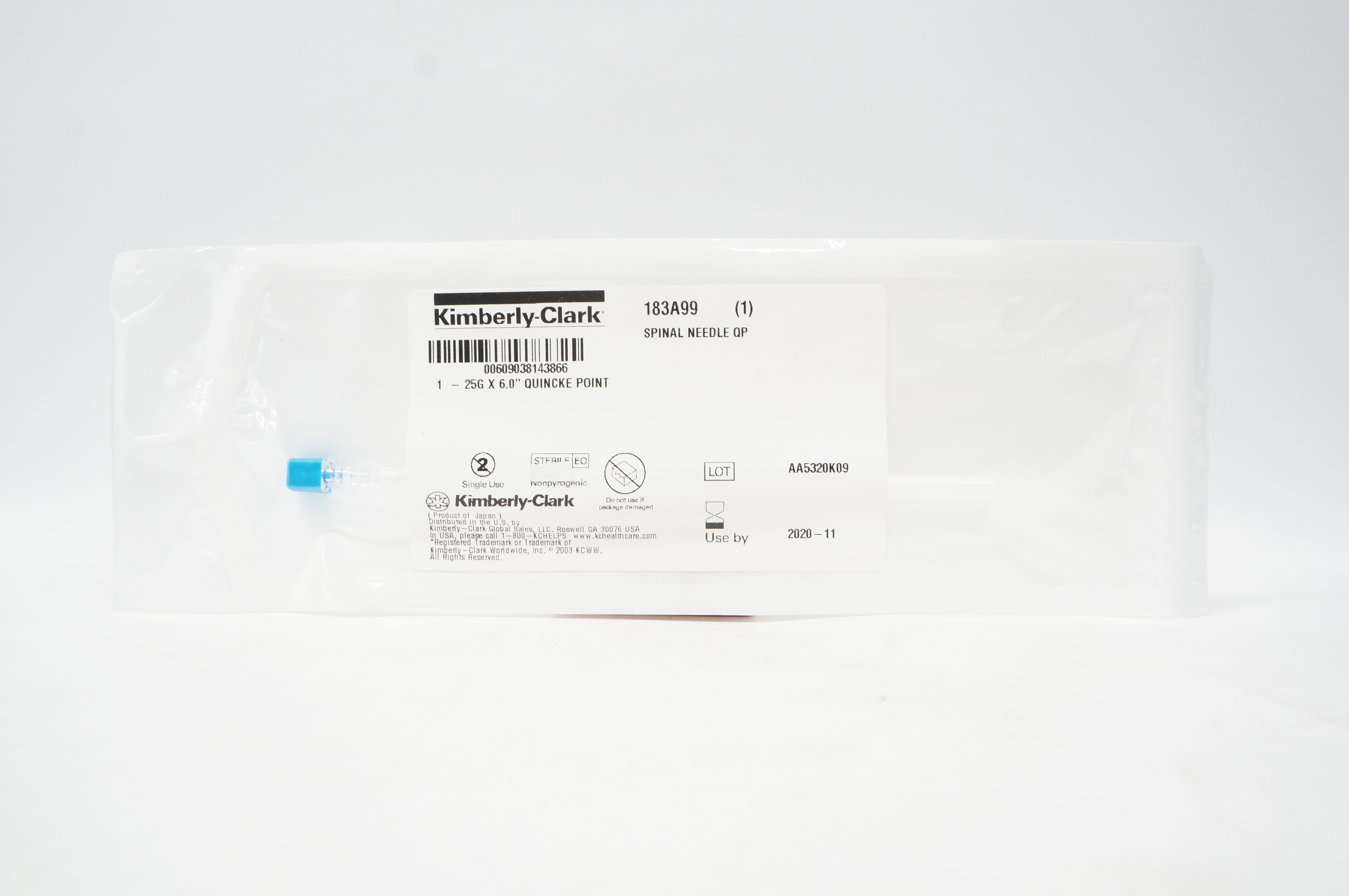 Kimberly-Clark 183A99 Quincke Point Spinal Needle 25G x 6.0inch (x)