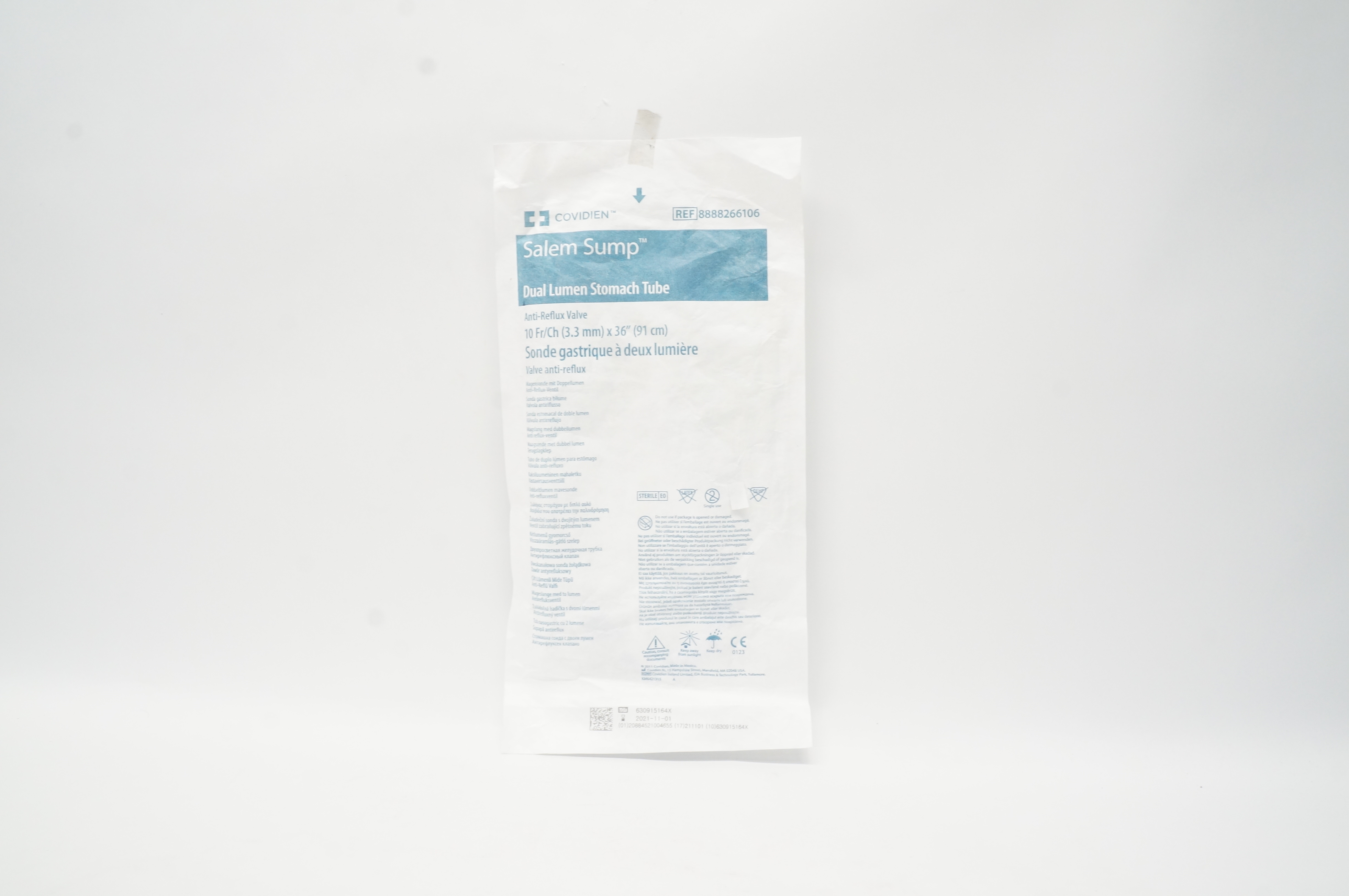 Covidien 8888266106 Salem Sump Dual Lumen Stomach Tube 10Fr/Ch x 36 inch