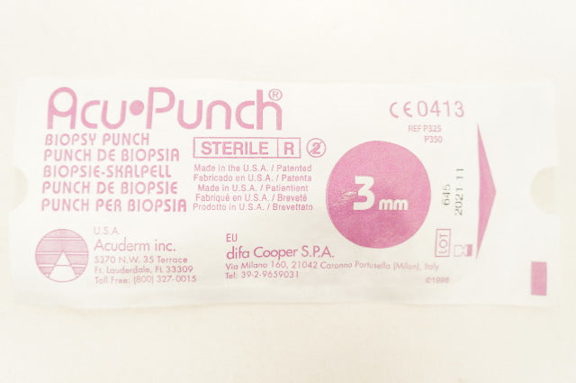 Acuderm P325/P350 ACU-Punch Biopsy Punches 3mm