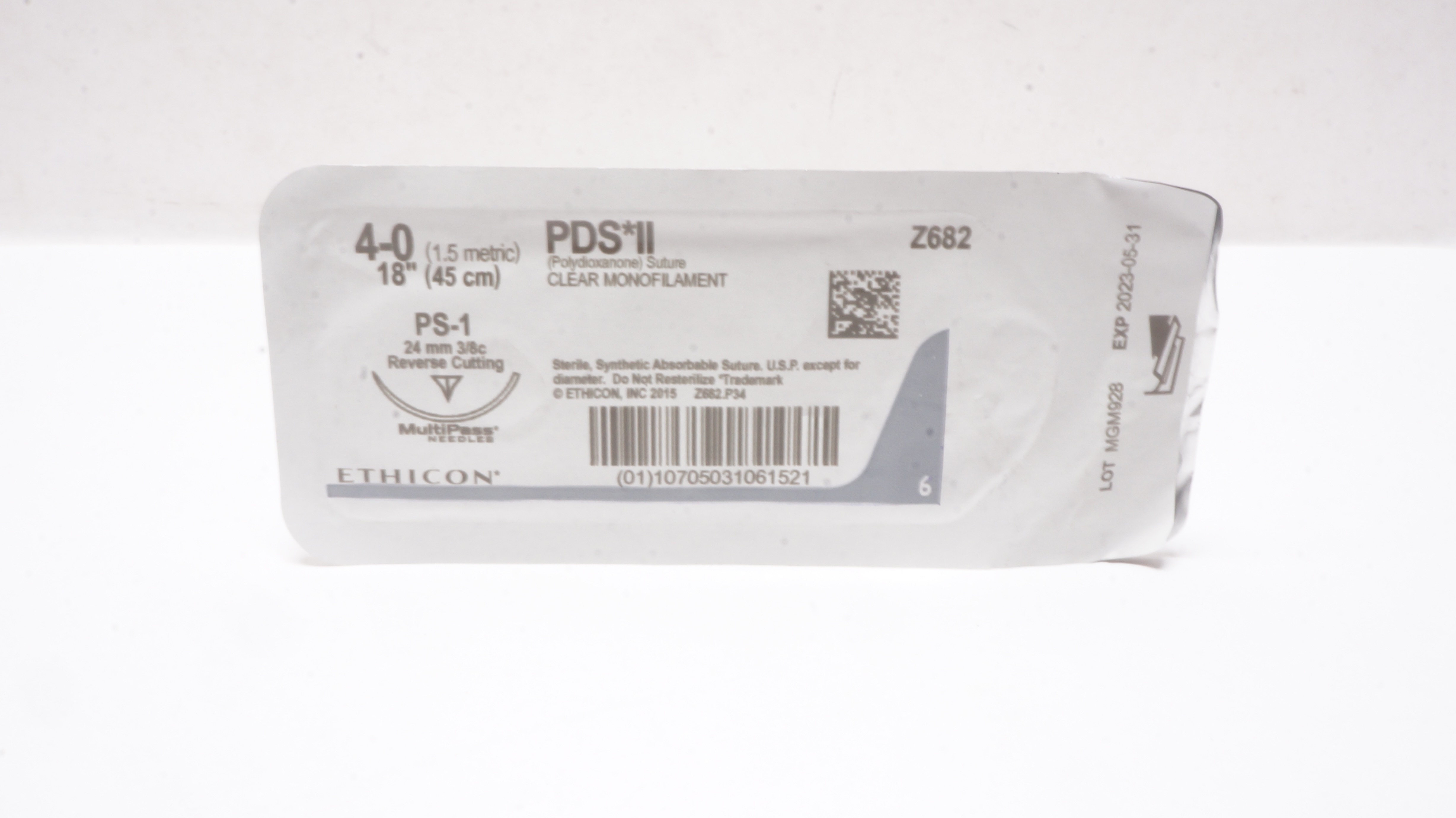 Ethicon Z682 4-0 PDS II PS-1 24mm 3/8c Reverse Cutting 18inch