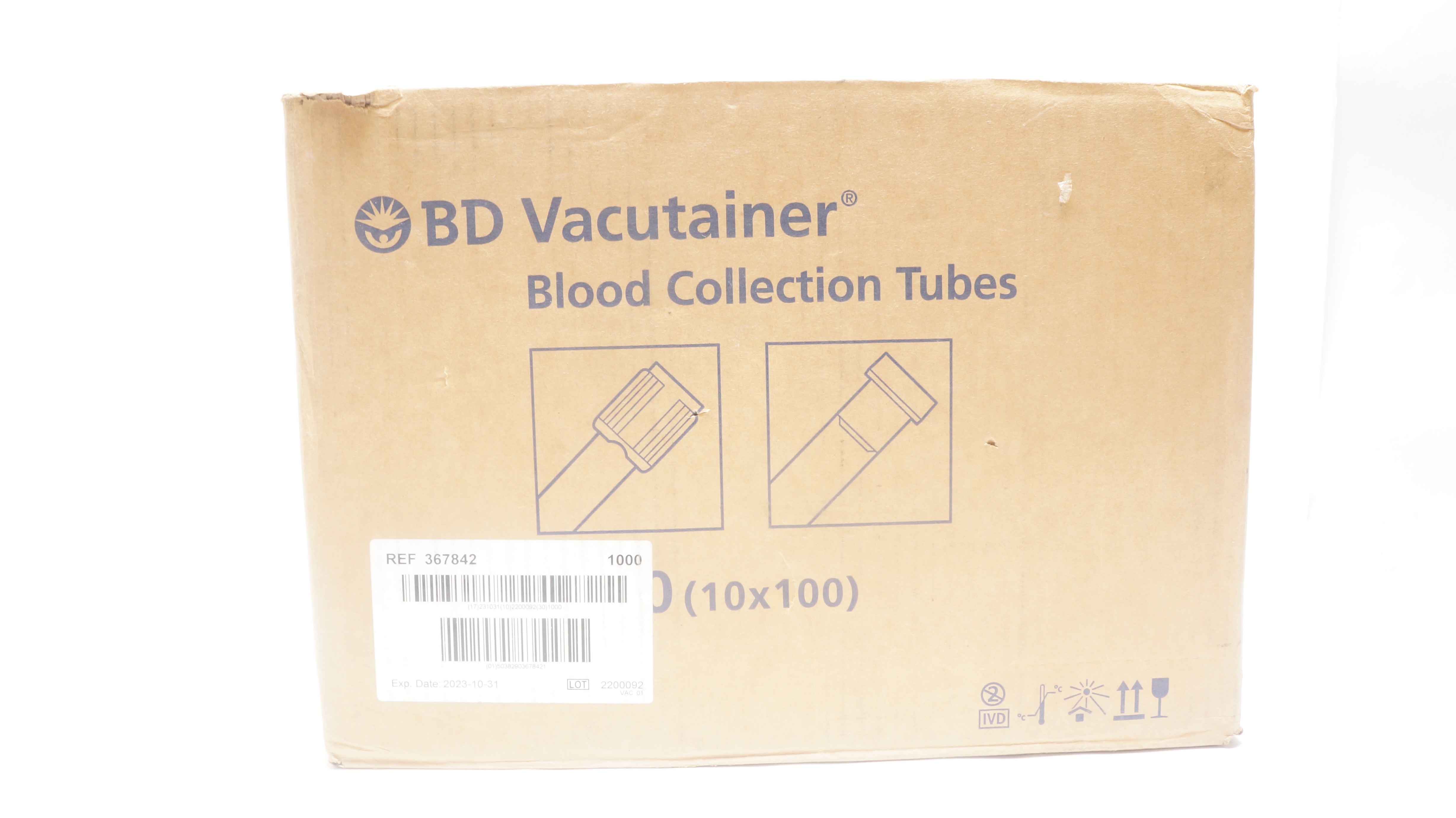 BD 367842 Vacutainer Blood Collection Tubes 2.0 mL x 13 x 75mm - Case of 1000