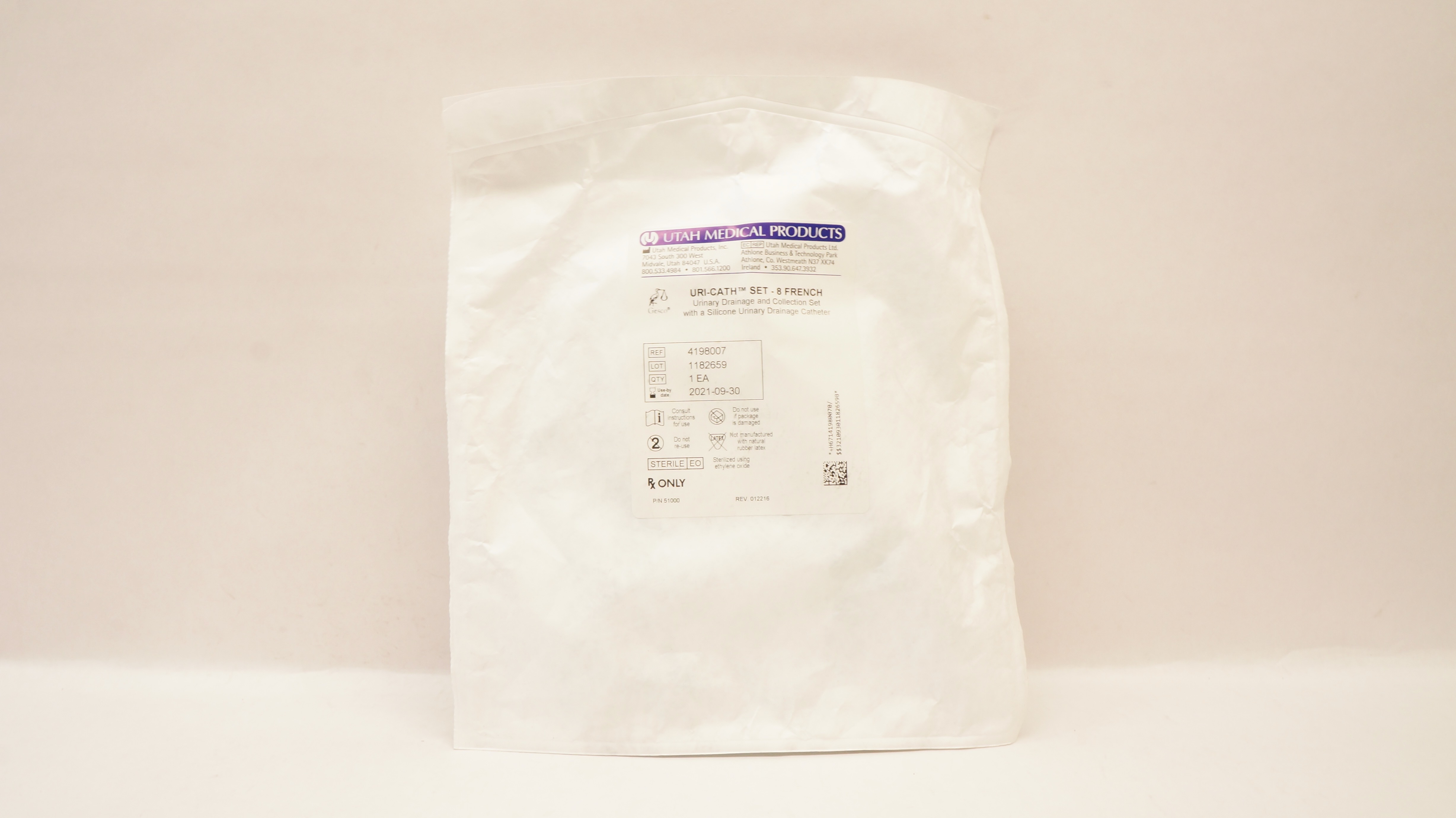 Utah Medical 4198007 URI-Cath Set- 8Fr Urinary Drainage and Collection Set (x)