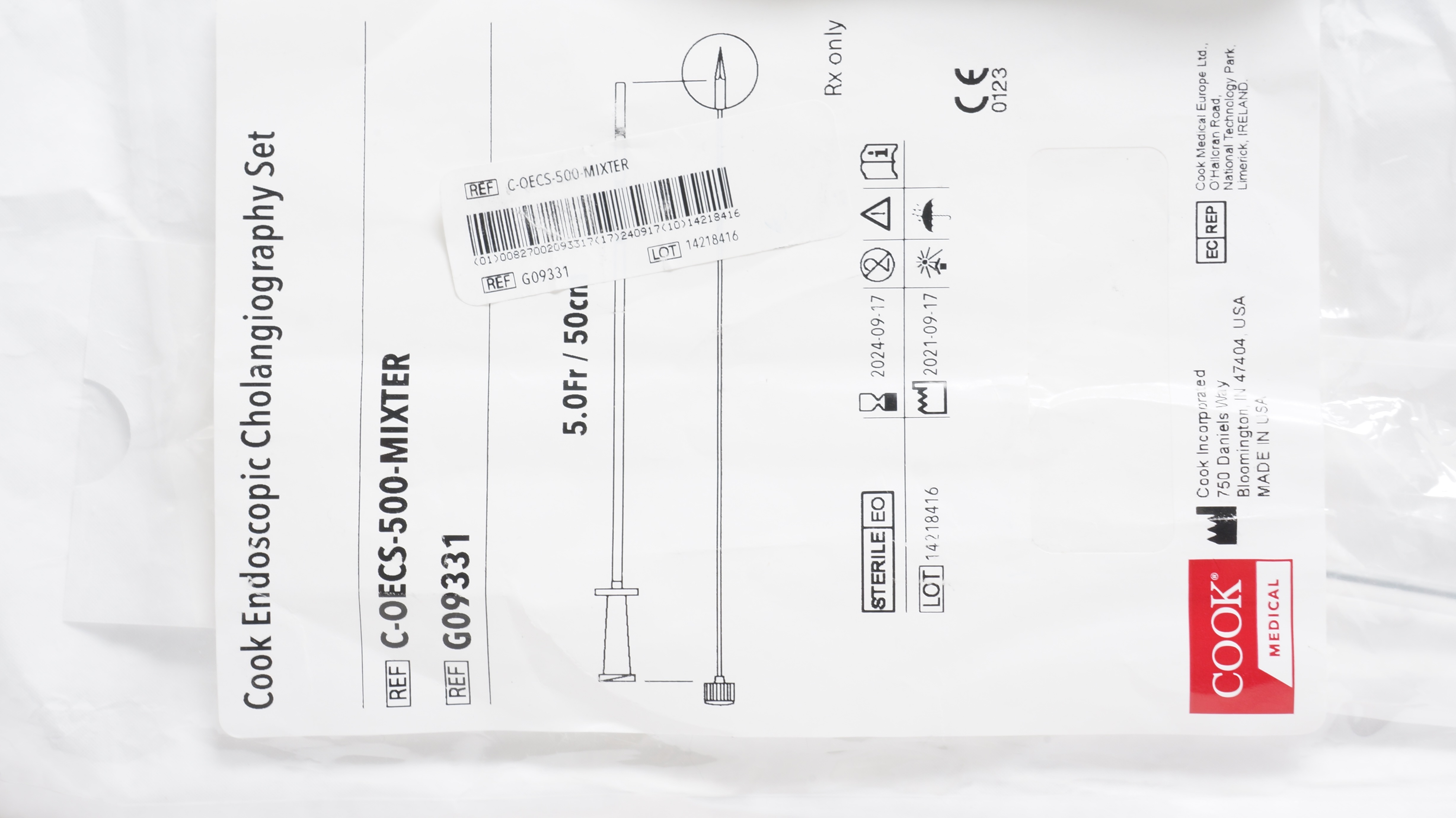 Cook Medical G09331 Endoscopic Cholangiography Set 5Fr/50cm