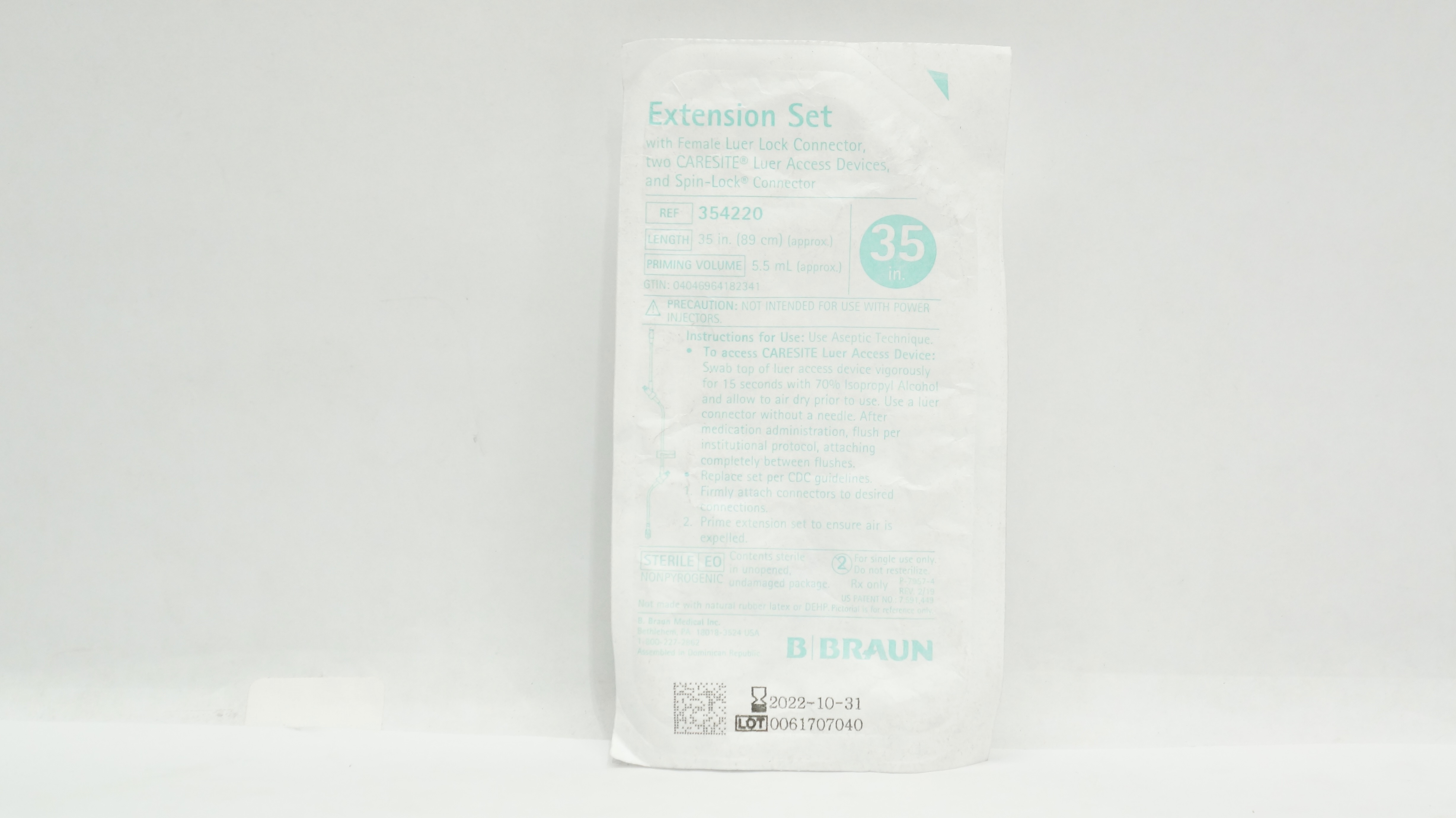 Braun 354220 Extension Set with Female Luer Lock Connector 35inch x 5.5mL (x)