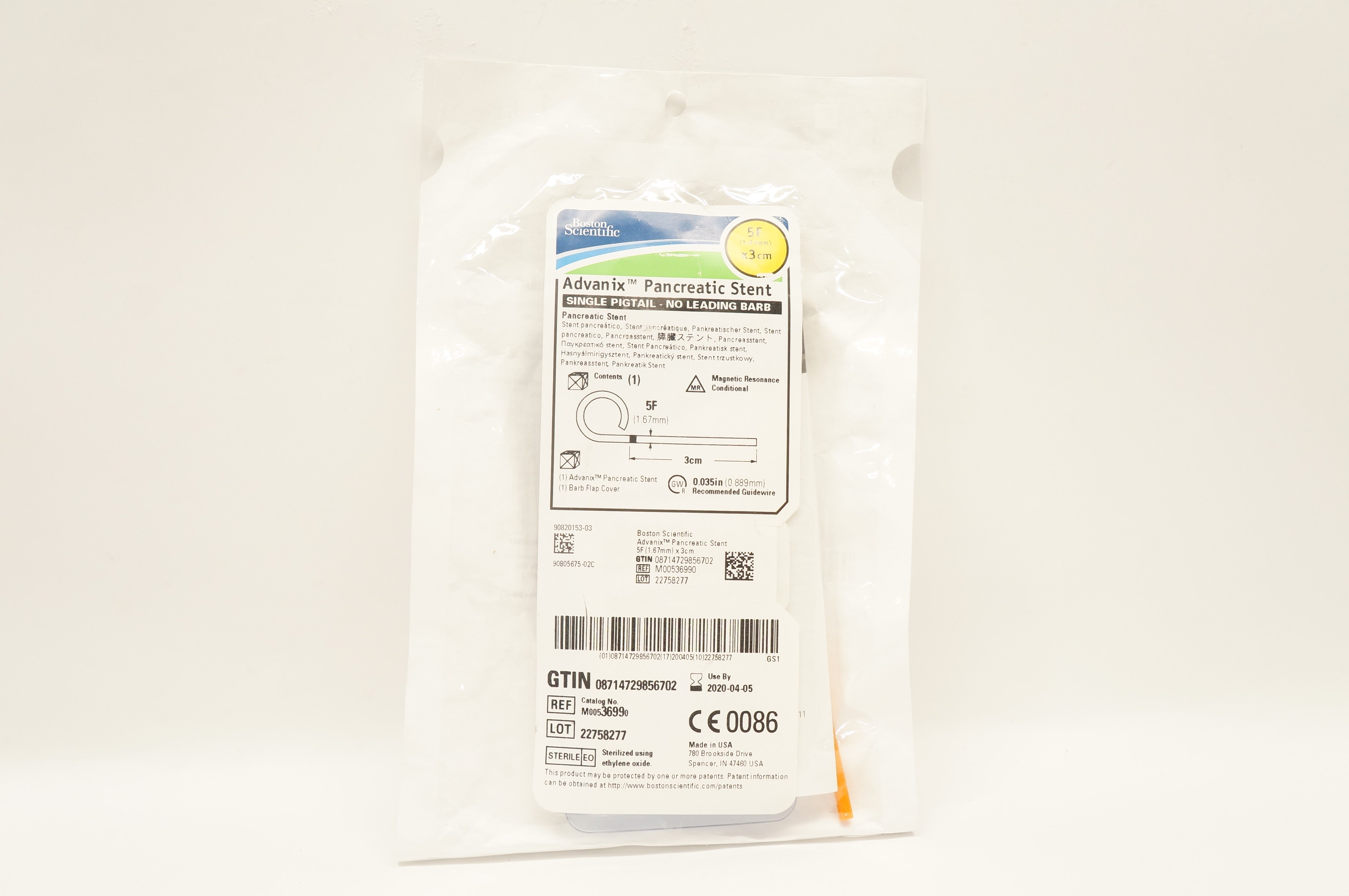 Boston Scientific 3699 Advanix Pancreatic Stent 5F x 3cm (x)