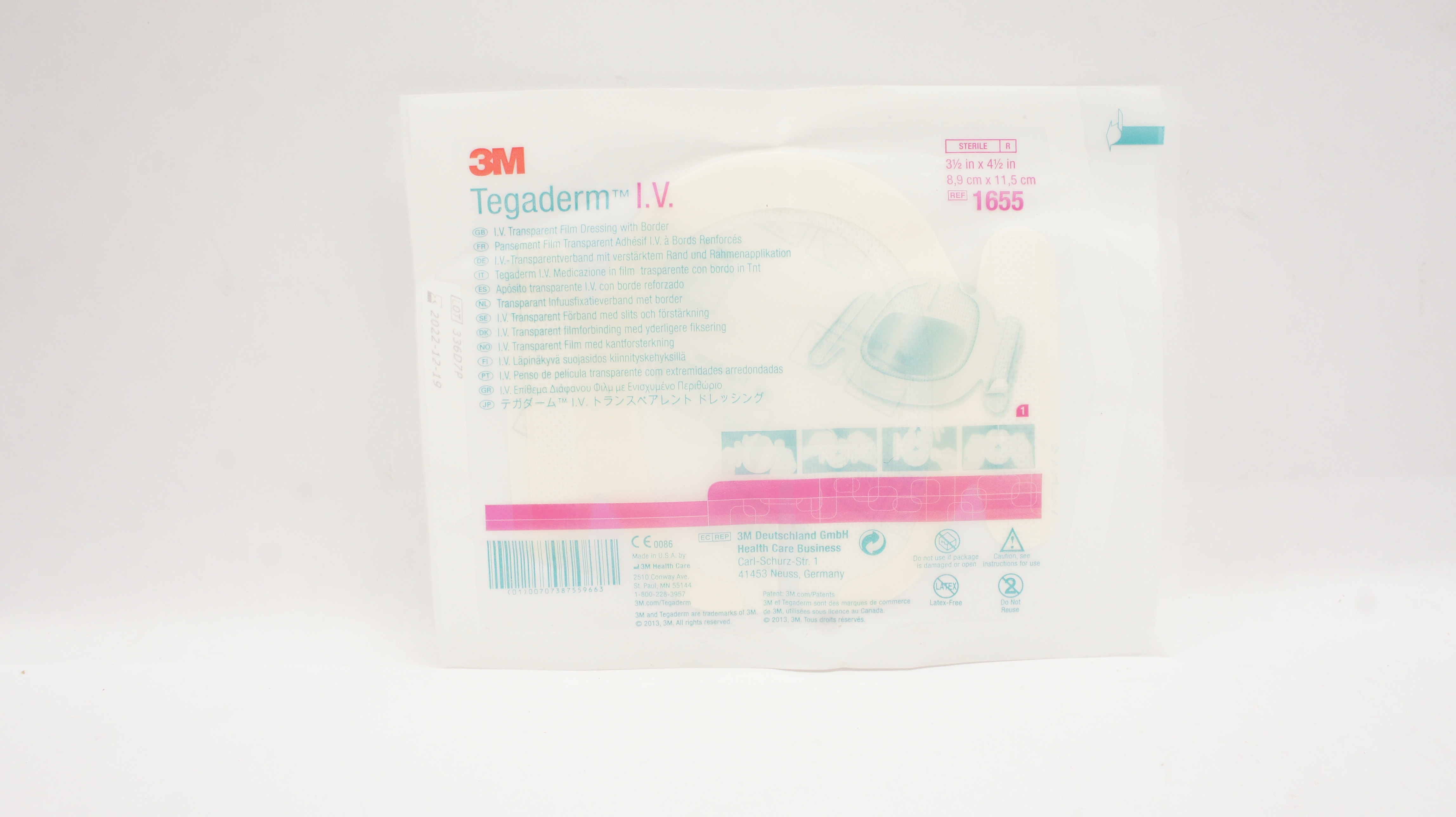 3M 1655 Tegaderm IV Transparent Film Dressing with Border 3-1/2inch x 4-1/2in(x)