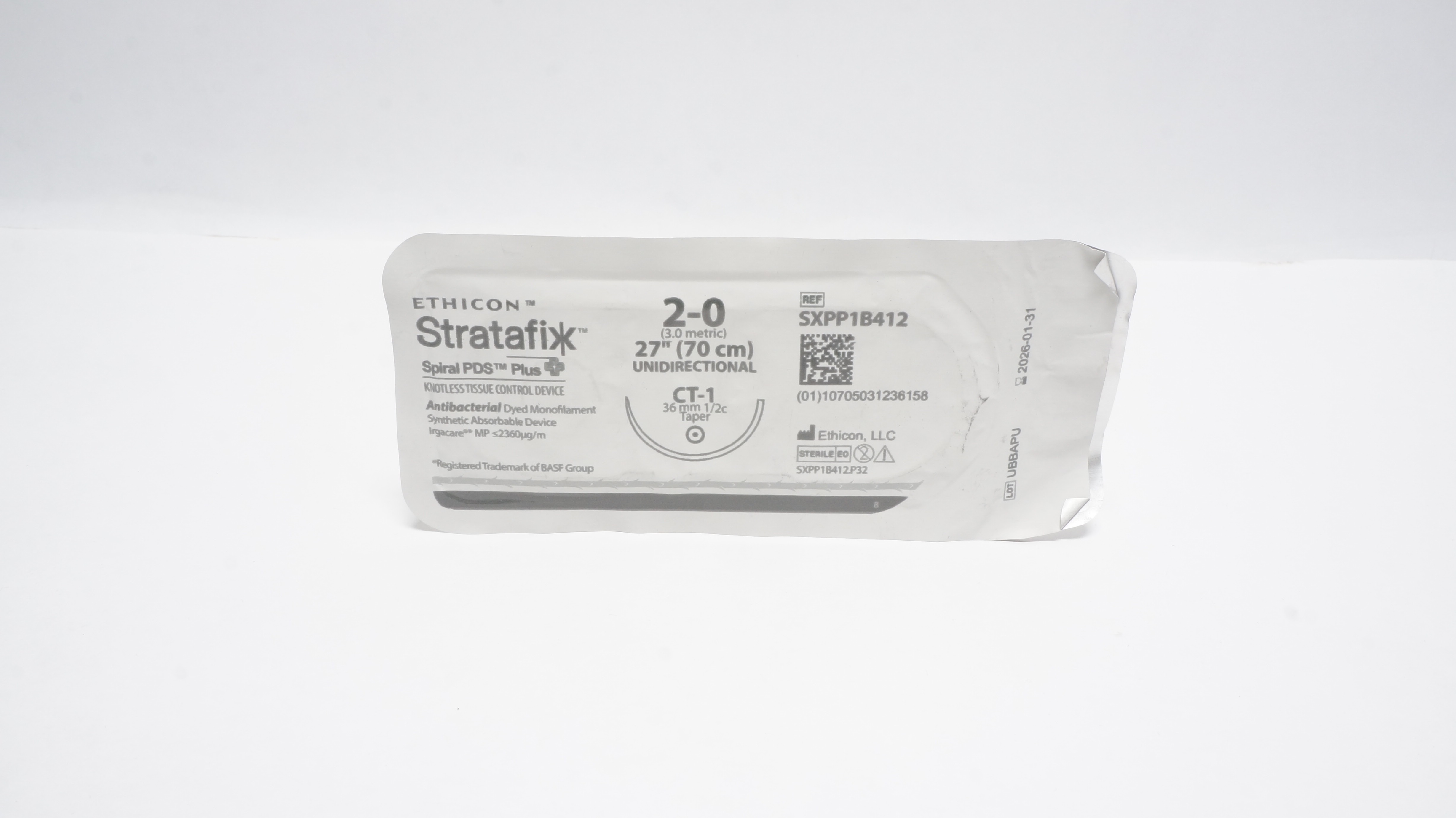 Ethicon SXPP1B412 2-0 Stratafix Stre CT-1 36mm 1/2c Taper, 27inch