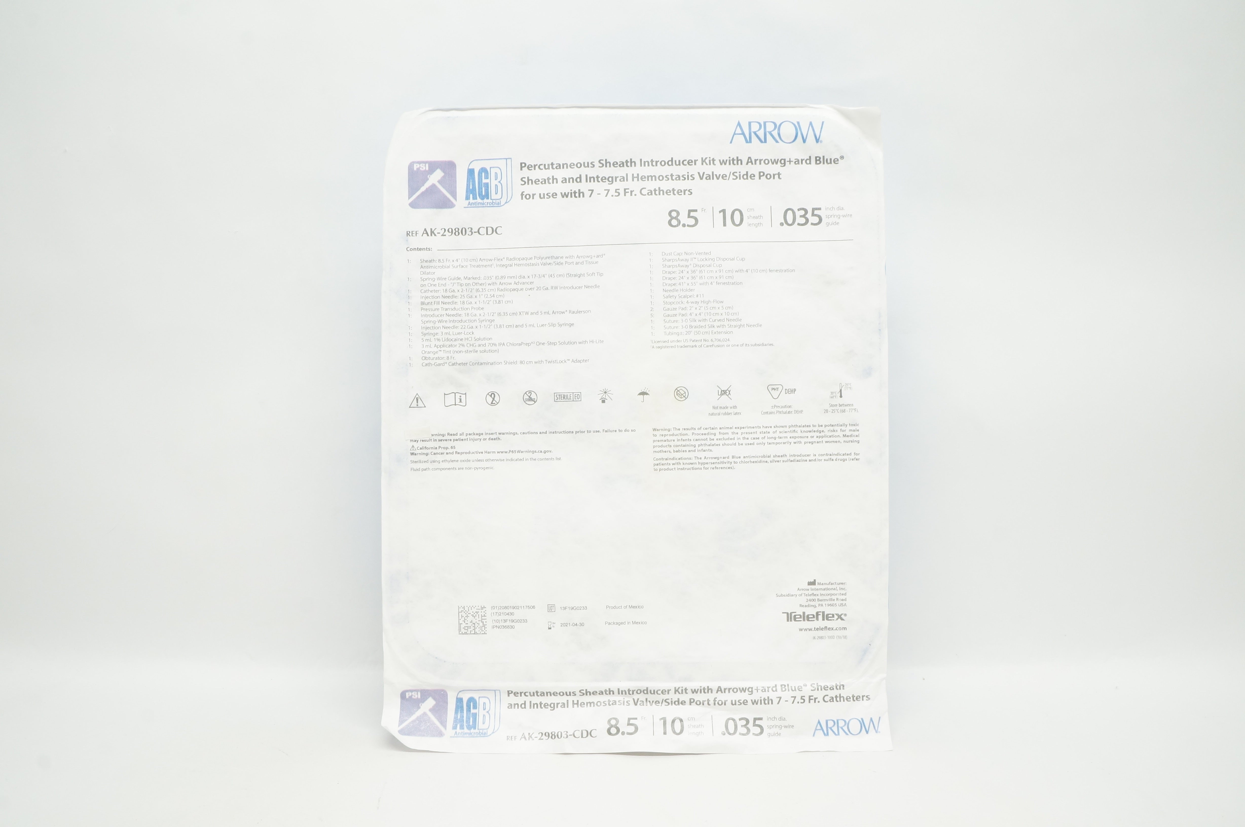 Arrow AK-29803-CDC Arrowgard Blue PSI Kit 8.5Fr x 10cm x 0.35 inch (x)