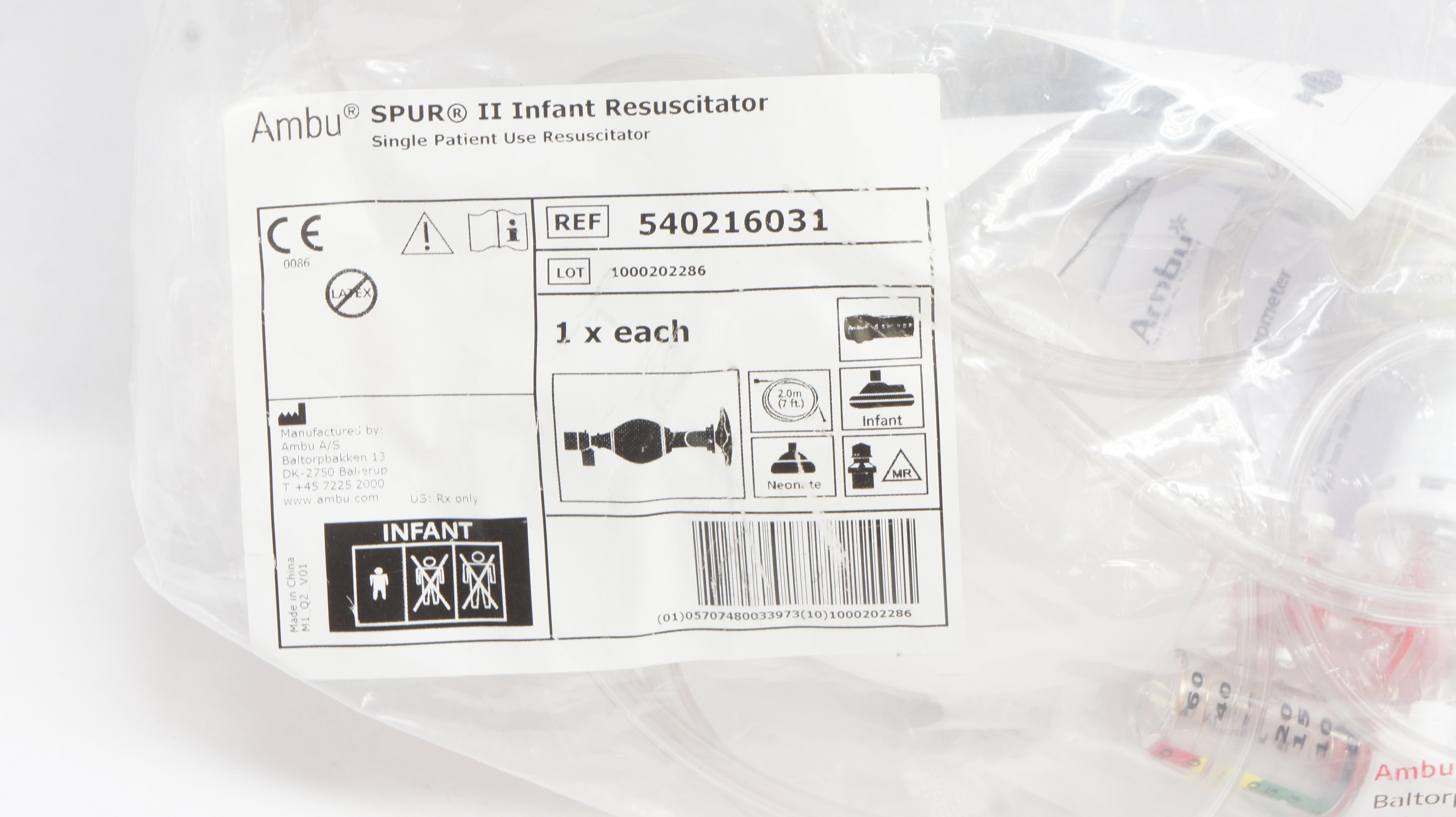 AMBU 540216031 SPUR II Infant Resuscitator 7ft.