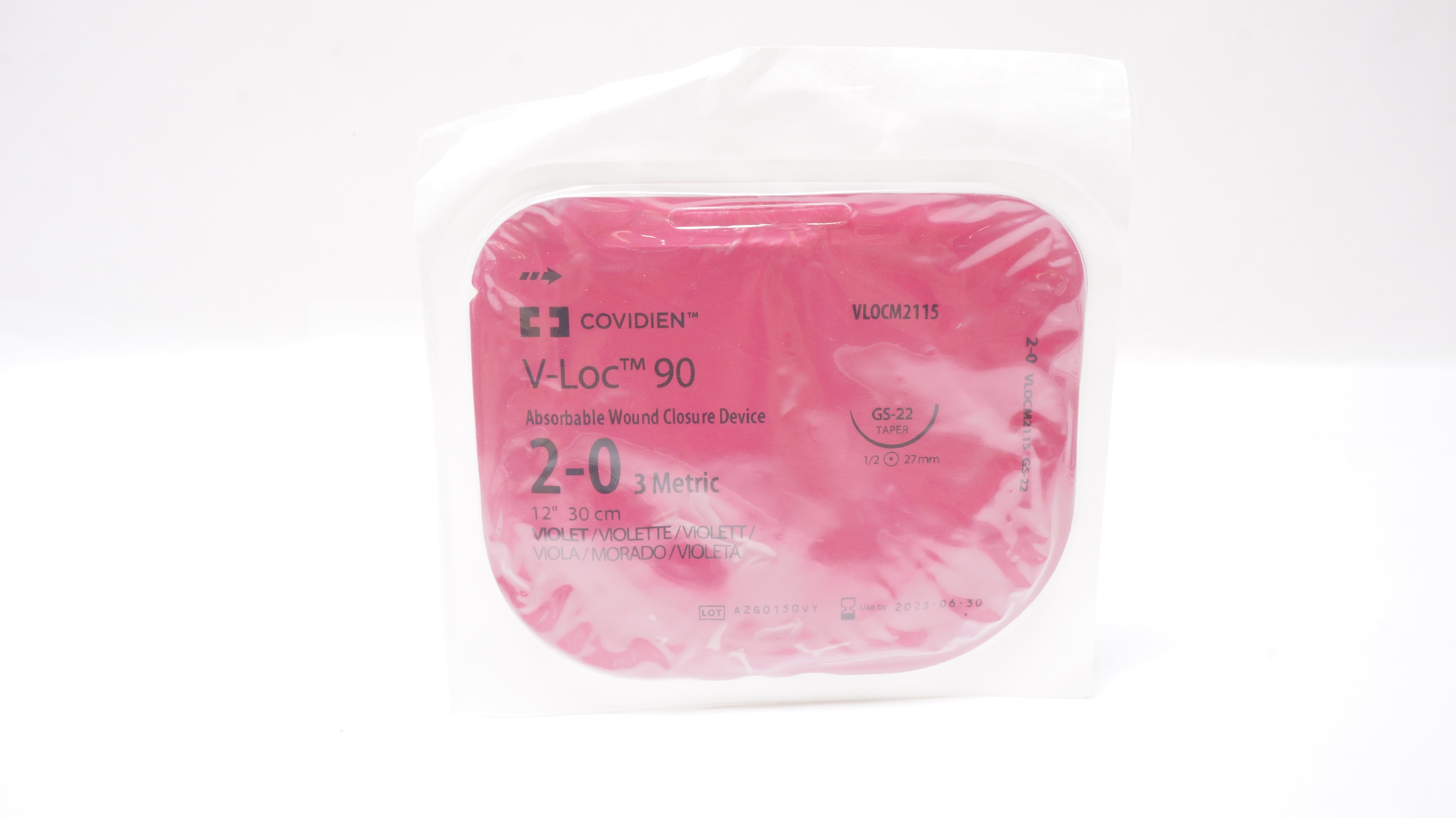 Covidien VLOCM2115 V-Loc 90 2-0 Absorbable Wound Closure Device 3Metric 12inch