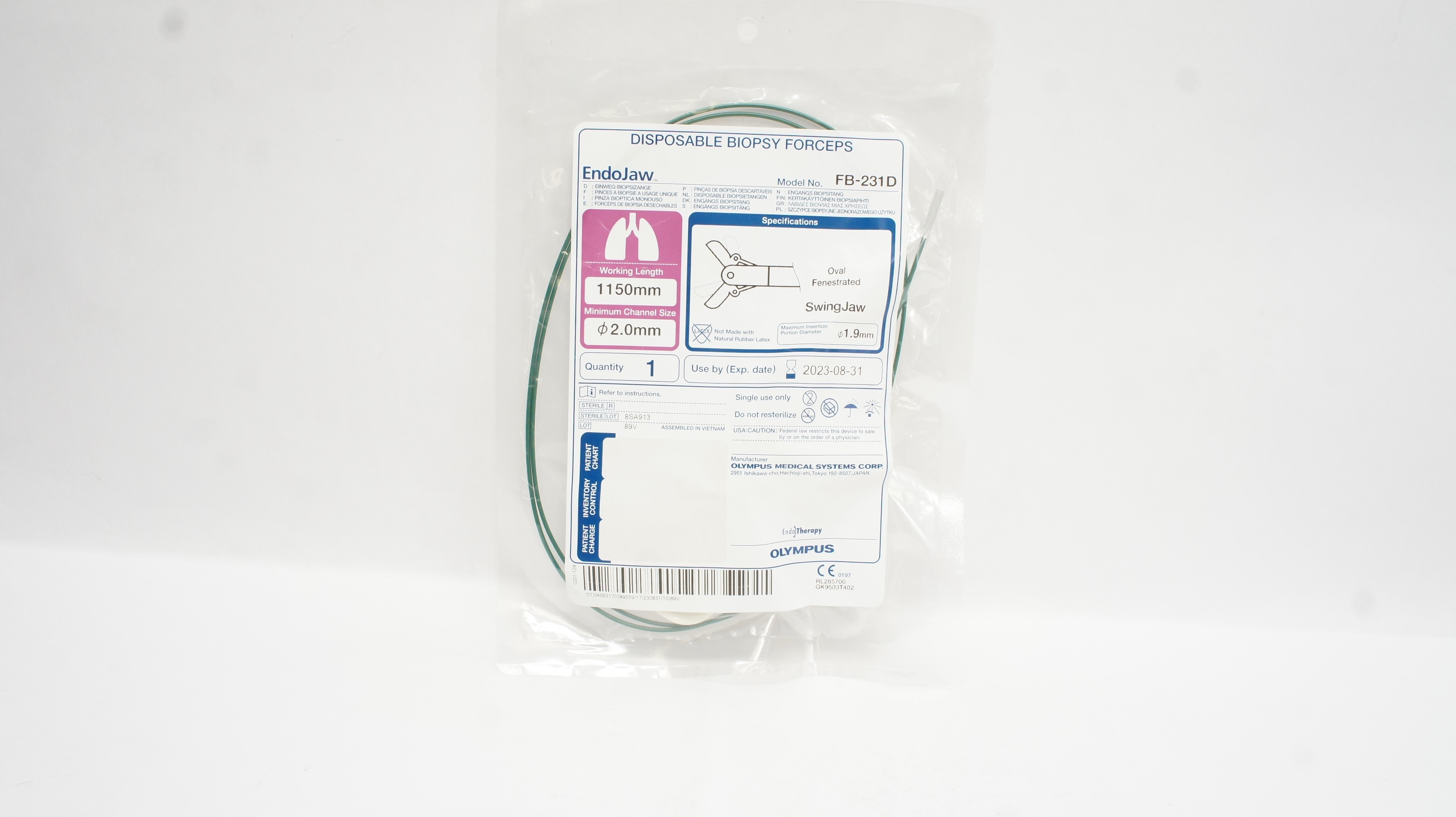 Olympus FB-231D Disposable Biopsy Forceps 1150mm x 2.0mm (x)