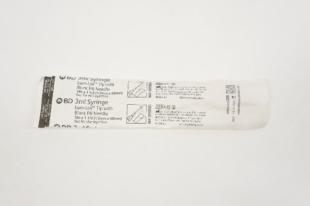 BD 305060 Syringe 3ml, Luer-Lok Tip with Blunt Fill Ndle 18G x 1-1/2inch