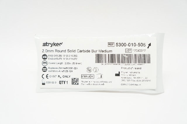 Stryker 5300-010-505 2.0mm Round Solid Carbide Bur Medium (x)