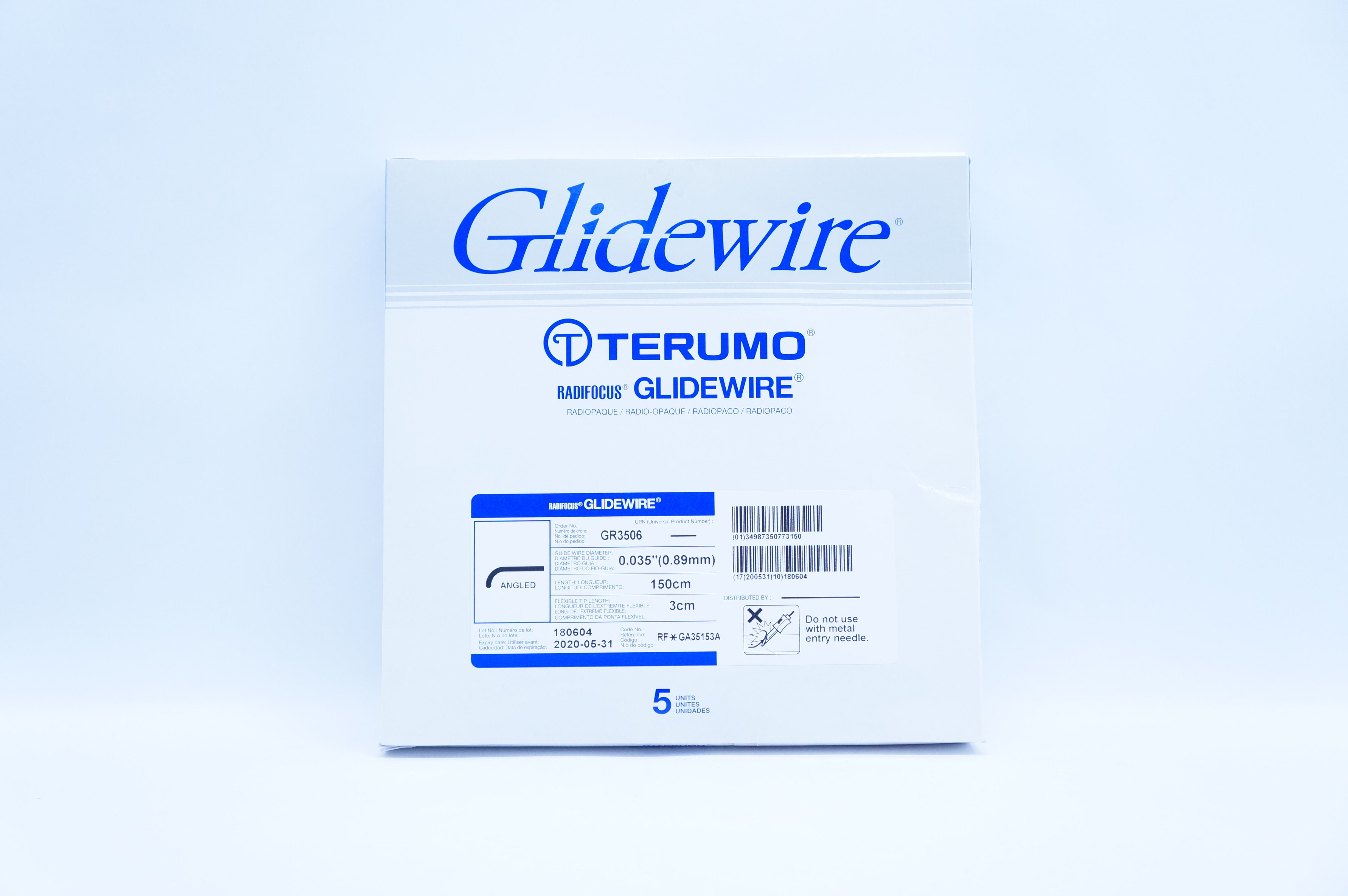 Terumo GA35153A Glidewire Angled 150cm x 0.035inch ~ Box of 5 (x)