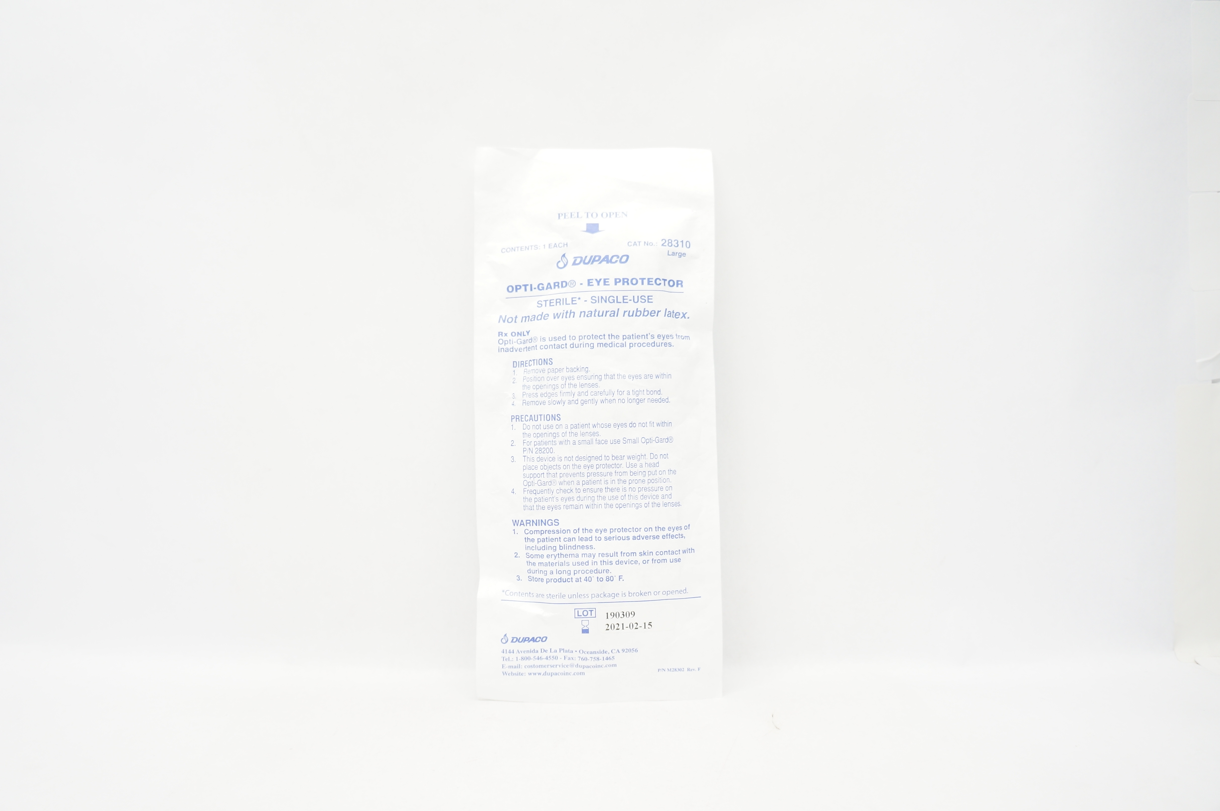 Dupaco D28310 Opti-Gard Eye Protector Large (x)