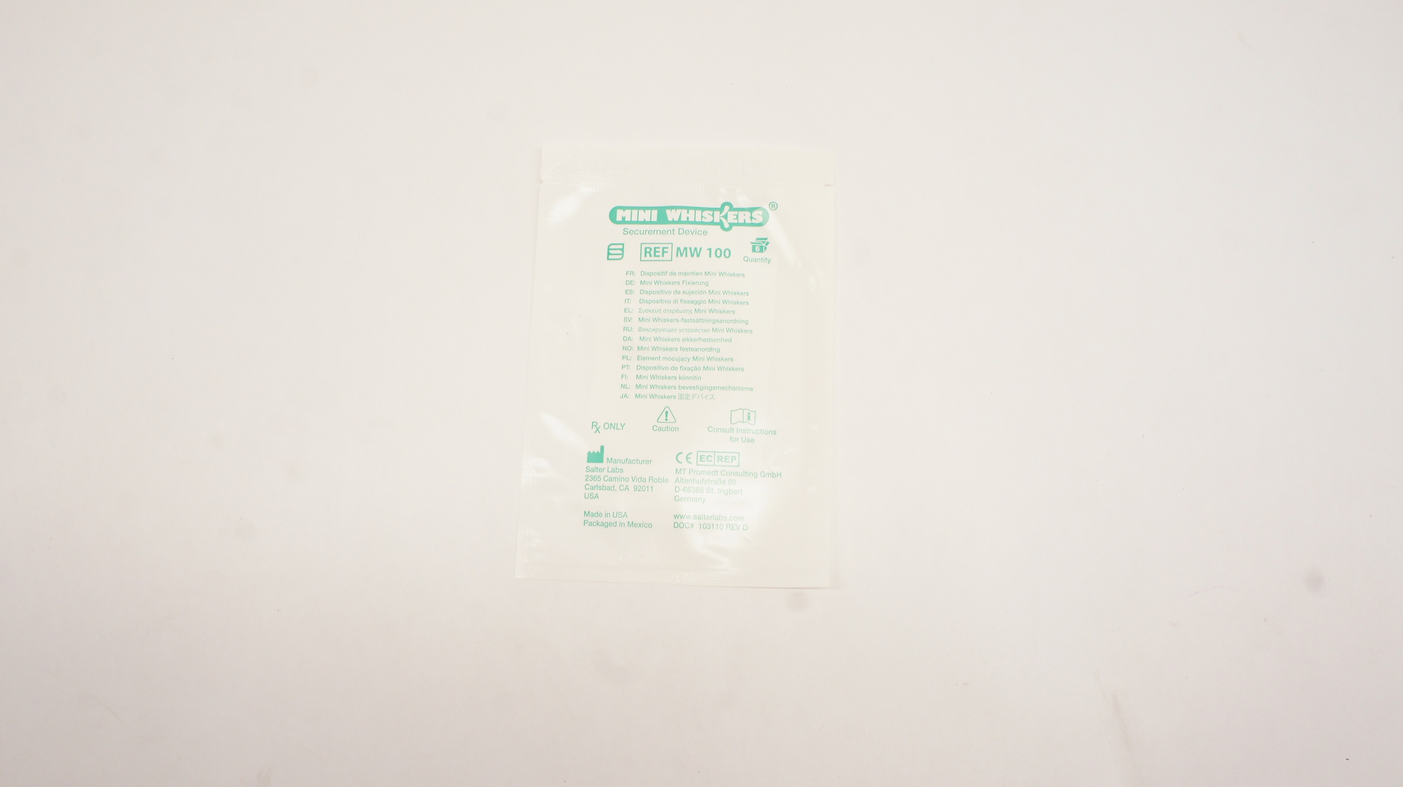 Salter Labs MW 100 Mini Whiskers Securement Device - Pack of 6