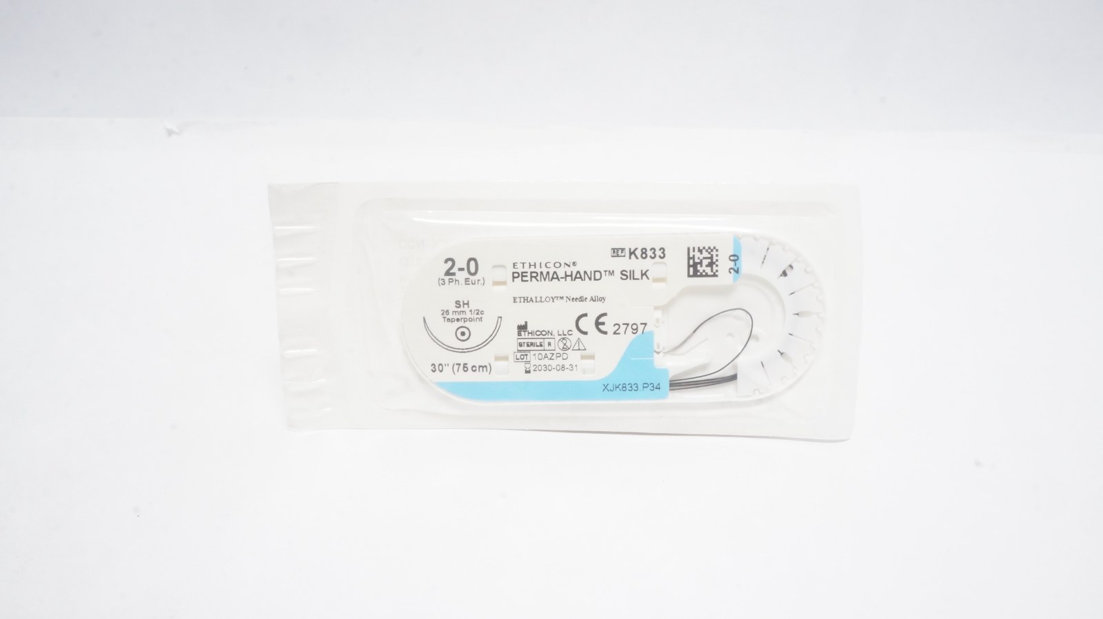 Ethicon K833 PERMA-HAND SILK Suture 2-0 SH Taperpoint 30"