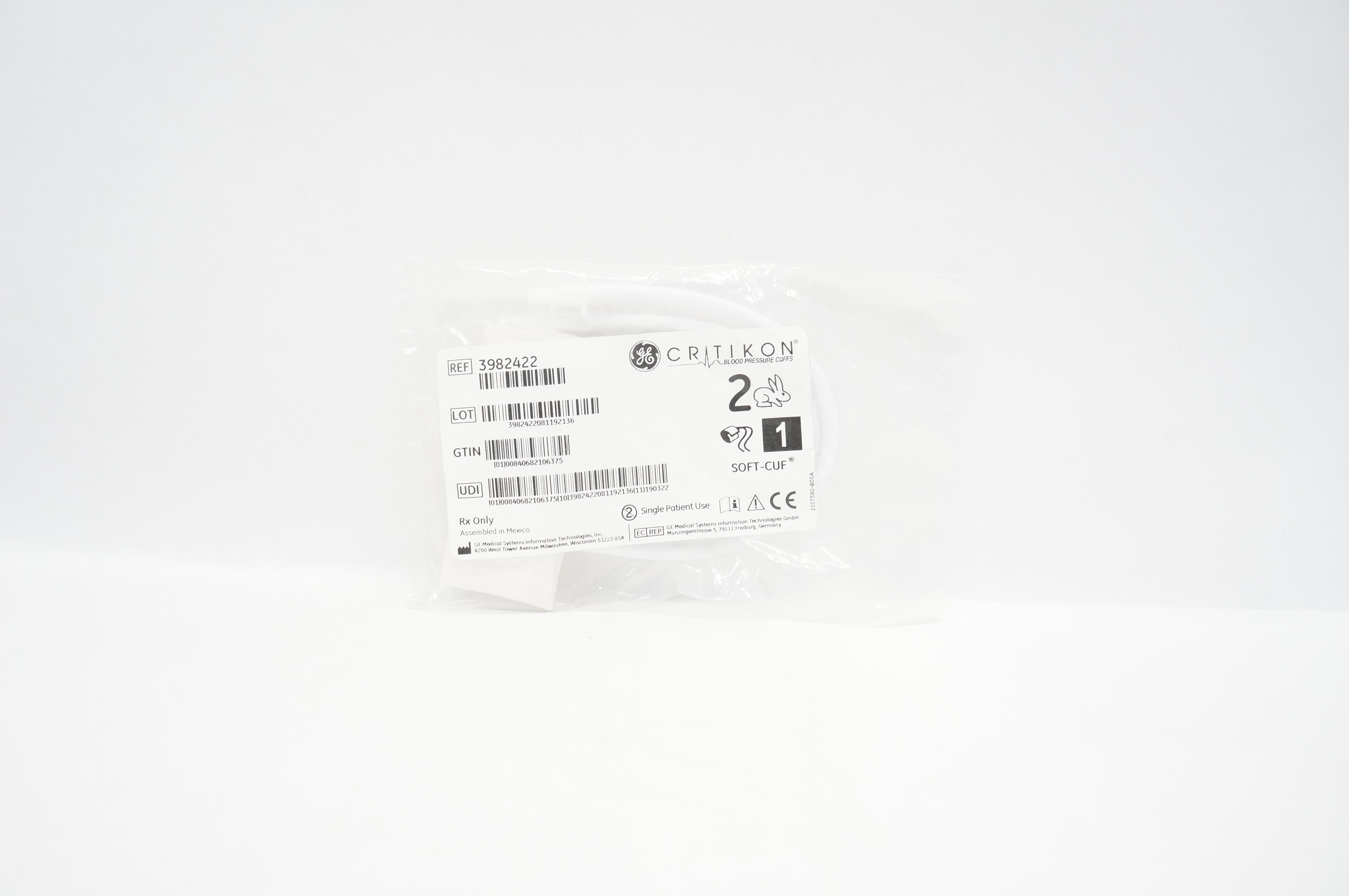 GE 3982422 Critikon Soft-Cuf Blood Pressure Cuffs Size 2, 4-8cm