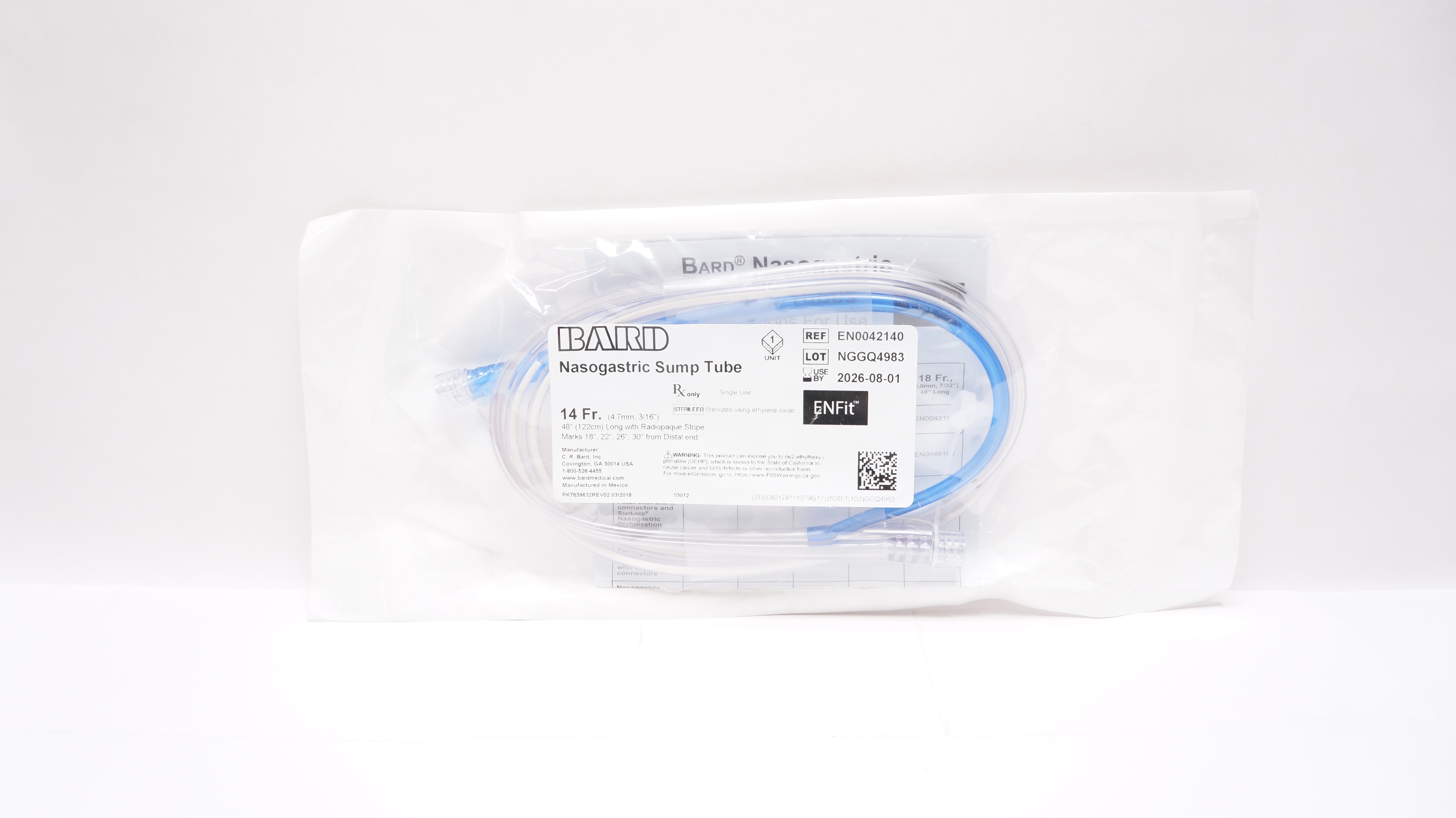 Bard EN0042140 Nasogastric Sump Tube 14Fr x 48inch