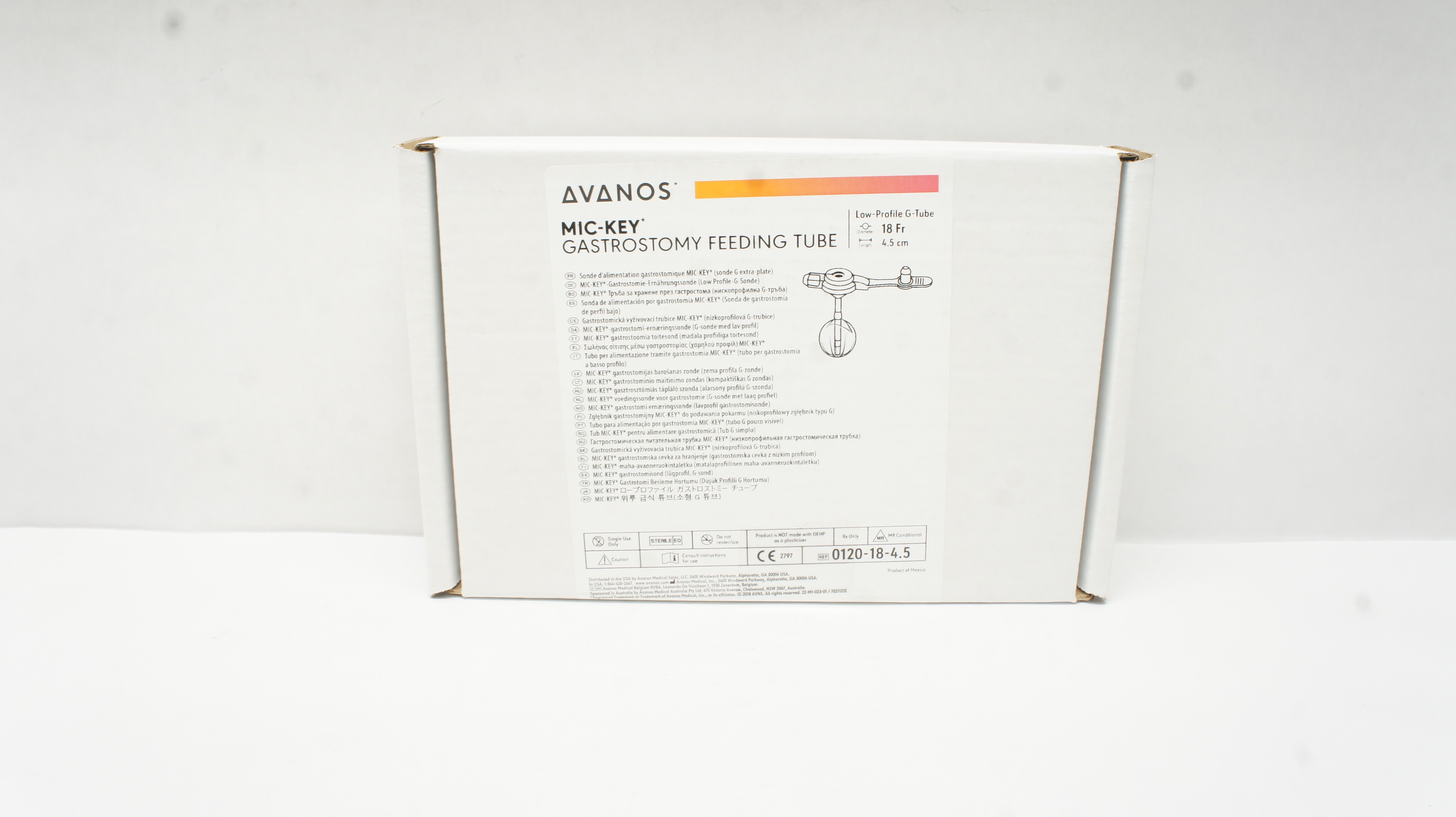 Avanos 0120-18-4.5 Mic-Key Gastrostomy Feeding G-Tube 18Fr x 4.5cm (x)