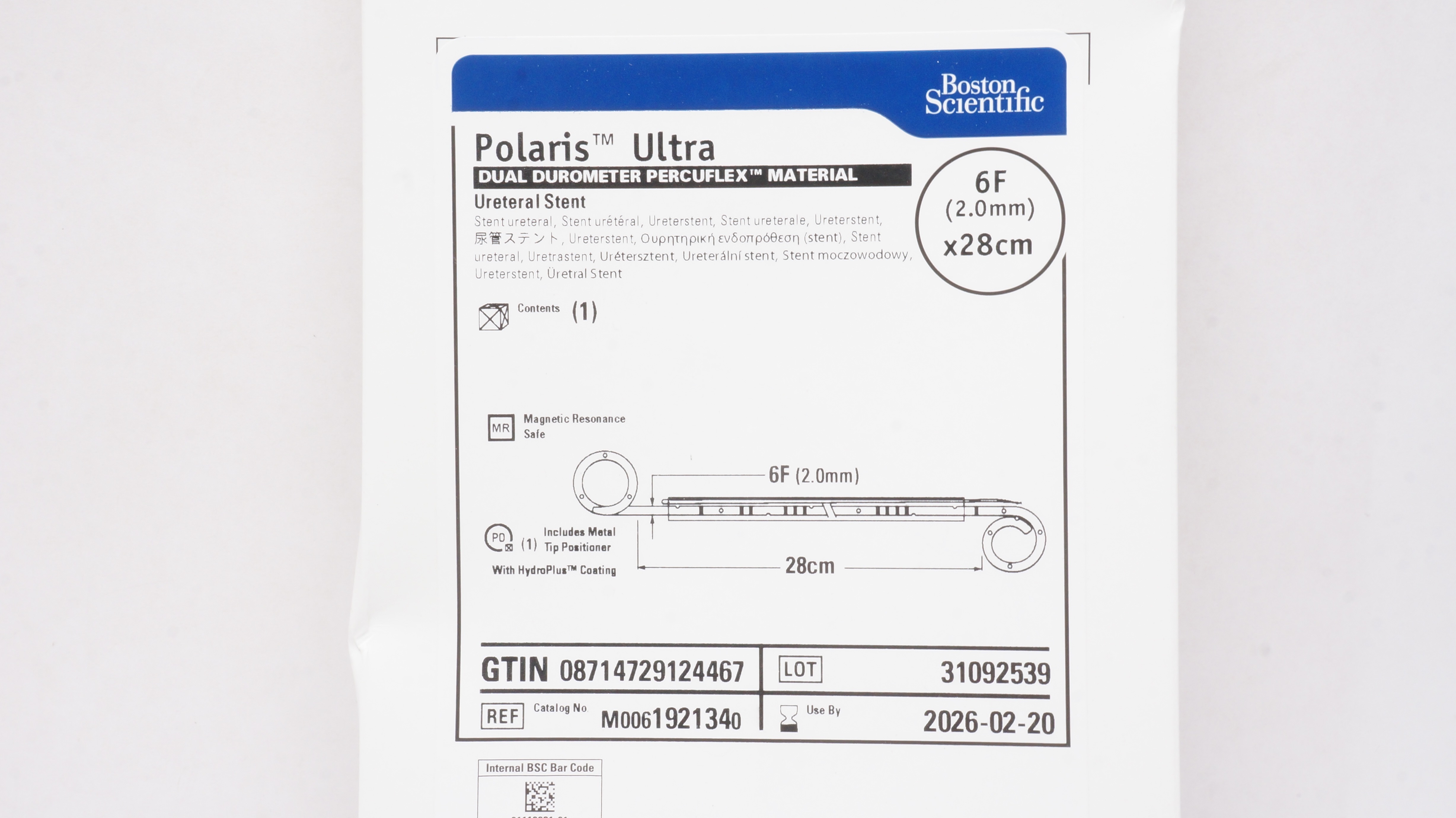 Boston Scientific M0061921340 Polaris Ultra Ureteral Stnt 6F x 28cm
