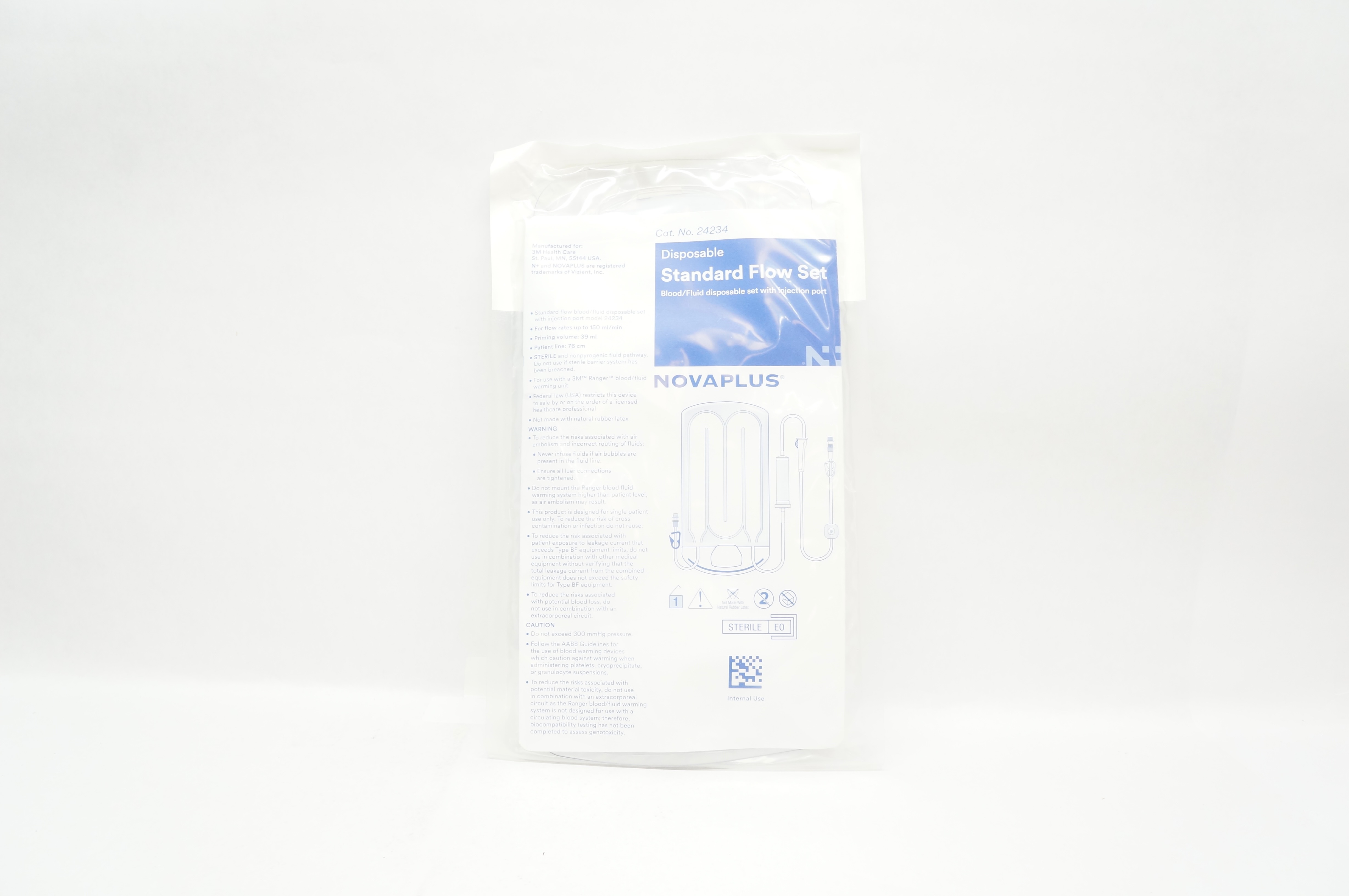 3M 24234 Novaplus Disposable Standard Flow Set 150ml/min, Priming Volume 39 ml