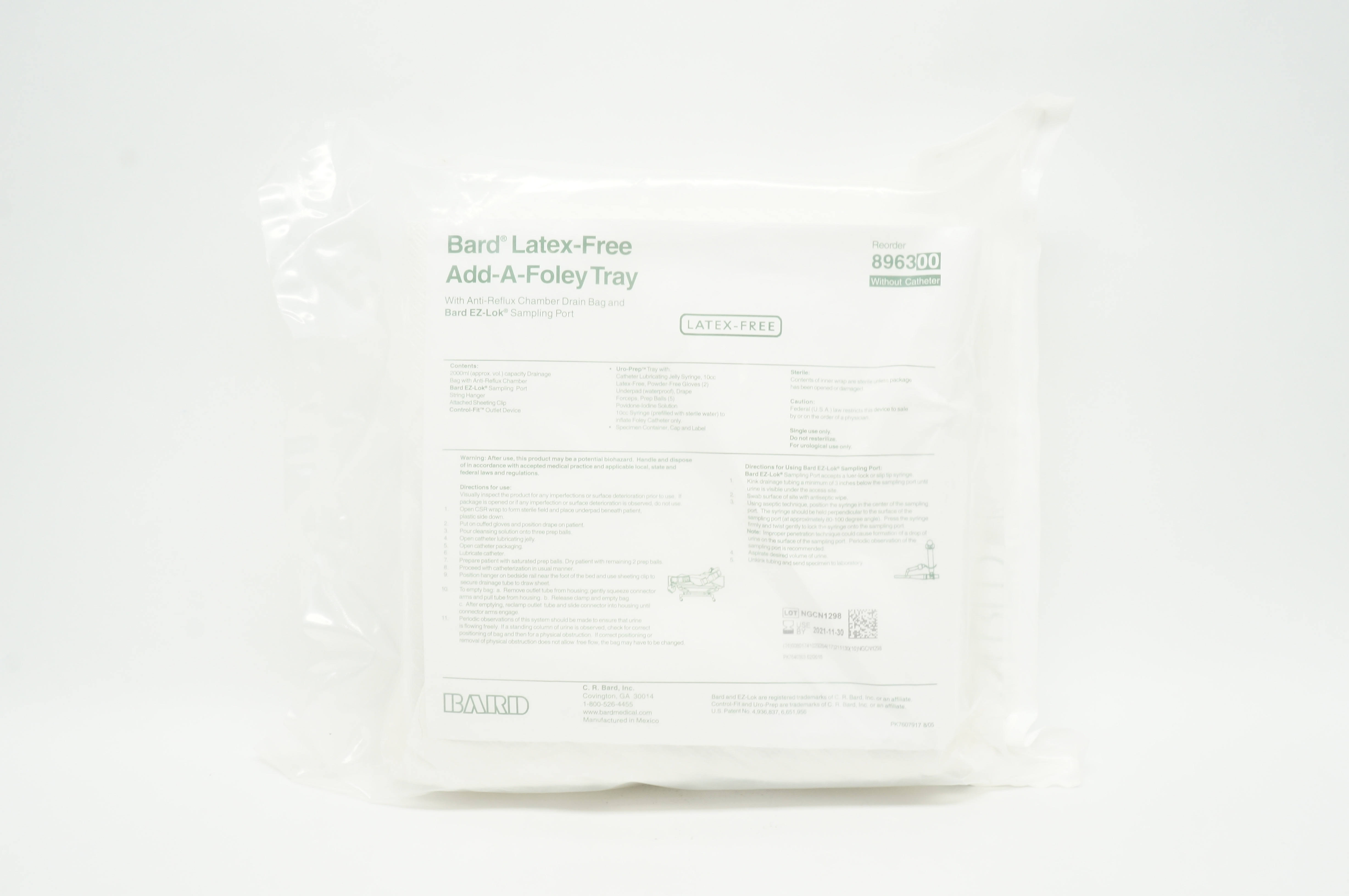 Bard 896300 Latex- Free Add-A-Foley Tray