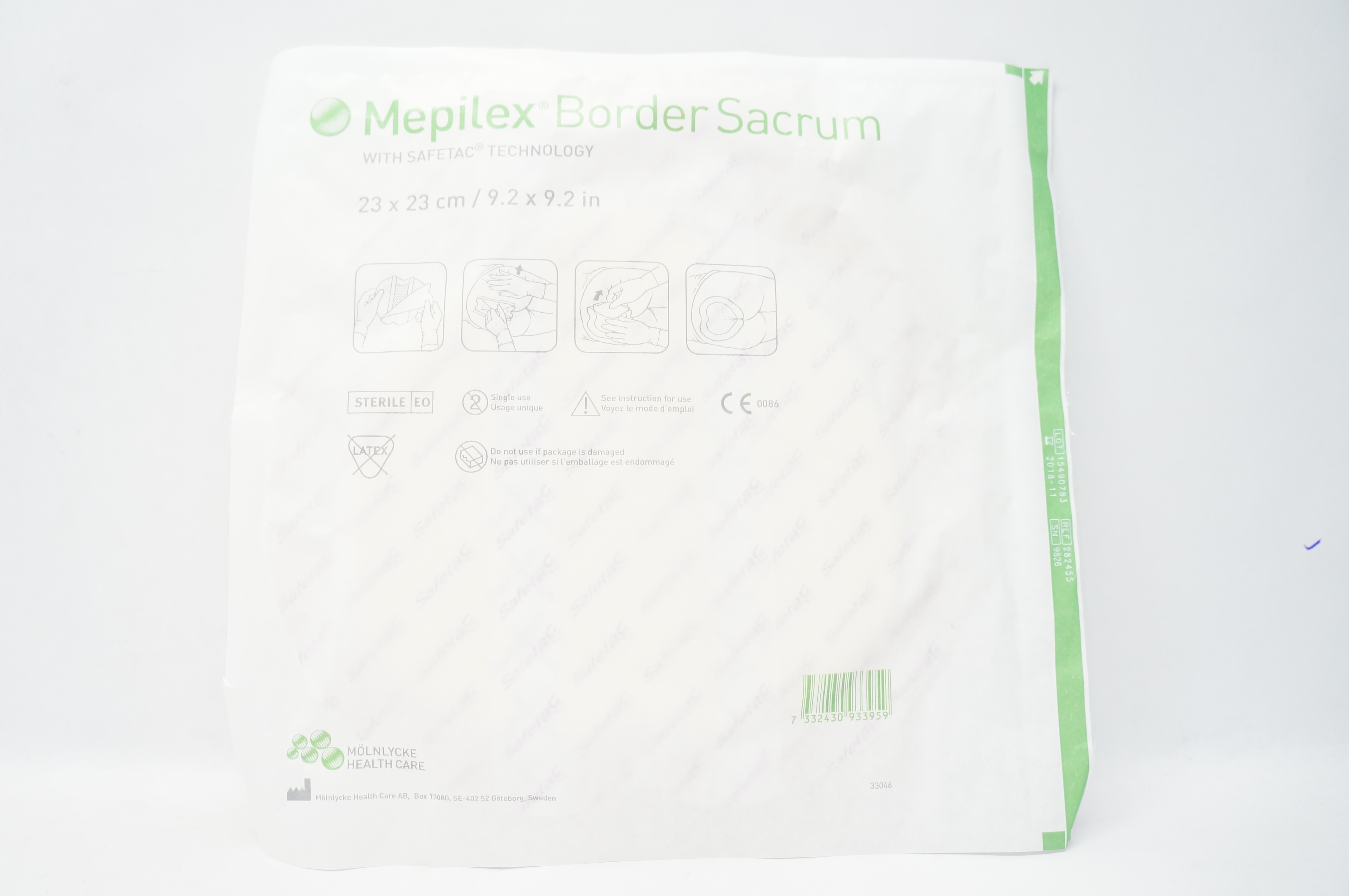 Mölnlycke 282455 Mepilex Border Sacrum with Safetac Technology 9.2 x 9.2inch (x)