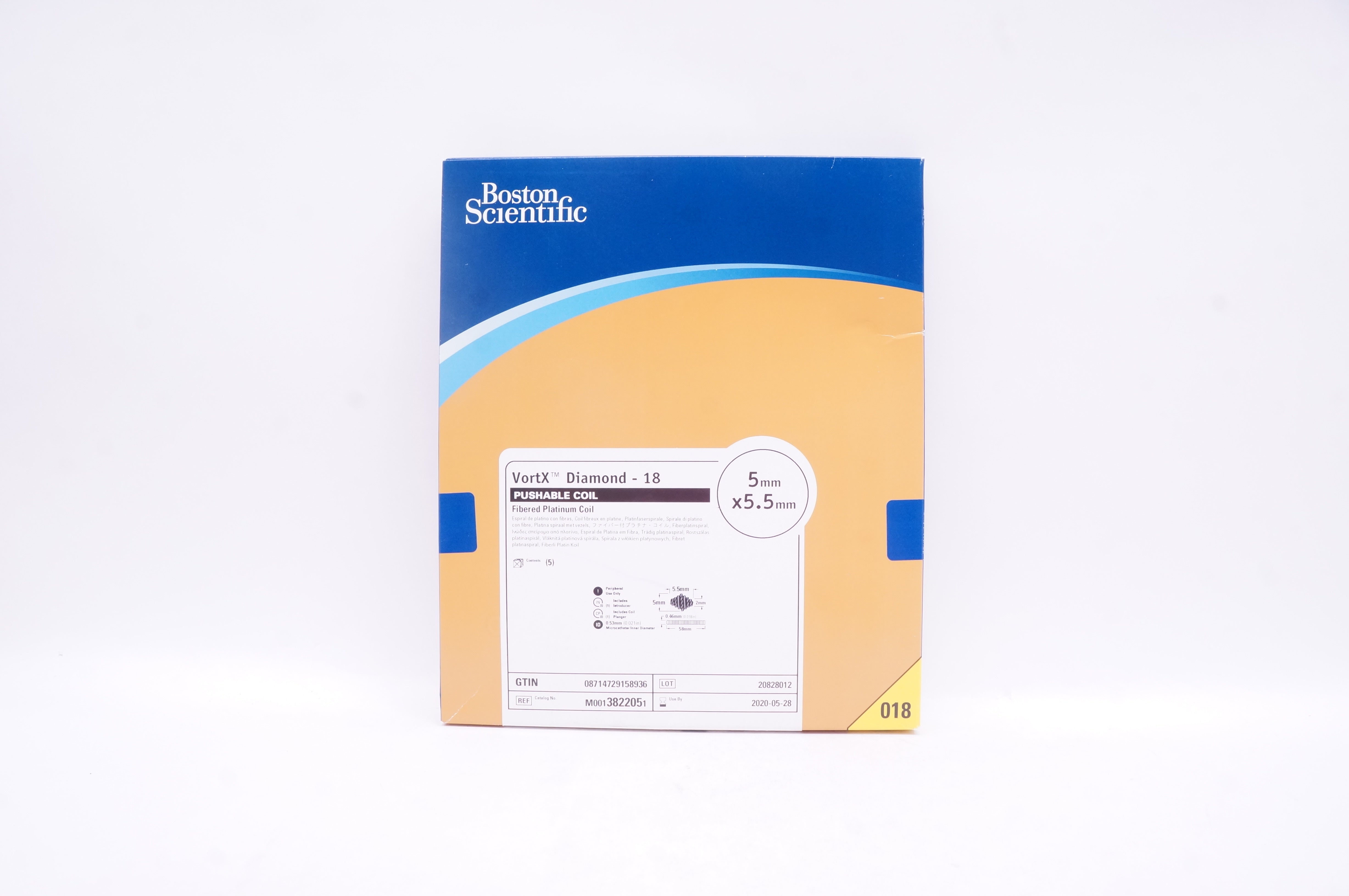 Boston Scientific 382205 VortX Diamond 18 Fibered Platinum Coil - Box of 5 (x)