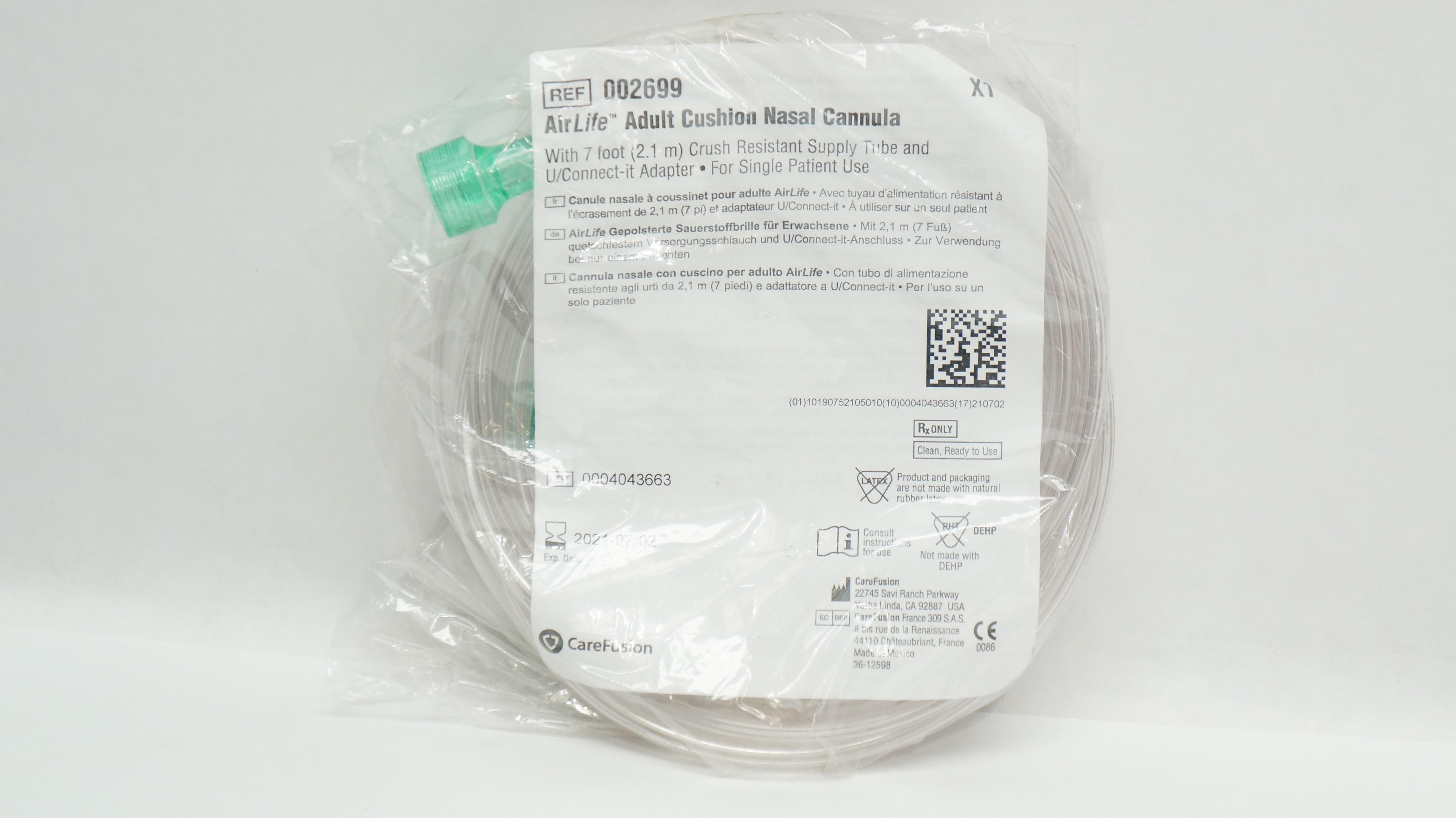 CareFusion 002699 AirLife Adult Cushion Nasal Cannula w/7ft. Supply Tube (x)