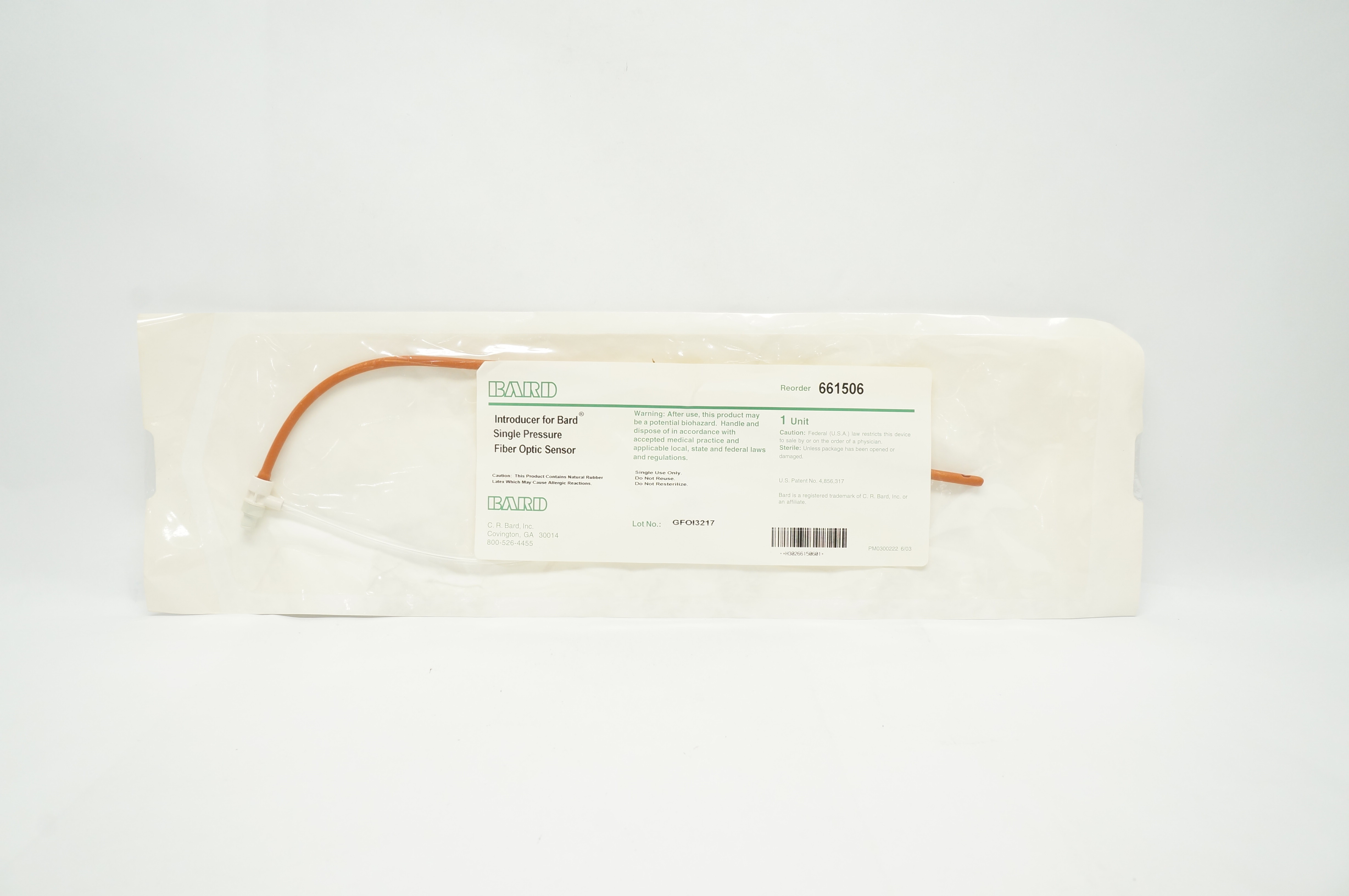 Bard 661506 Introducer for Bard Single Pressure Fiber Optic Sensor