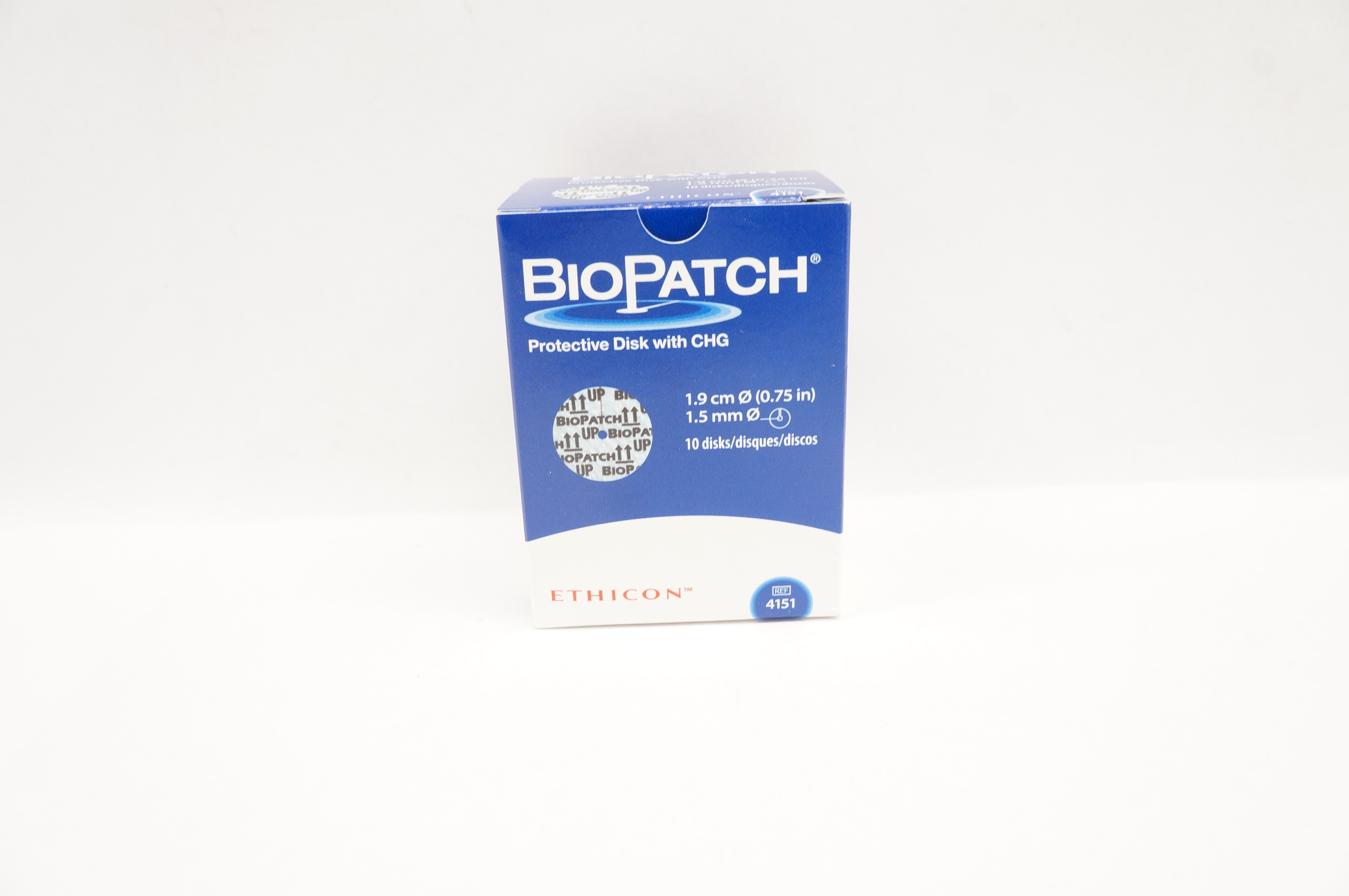 Ethicon 4151 BioPatch Protective Disk with CHG 0.75 inch x 1.5mm - Box of 10