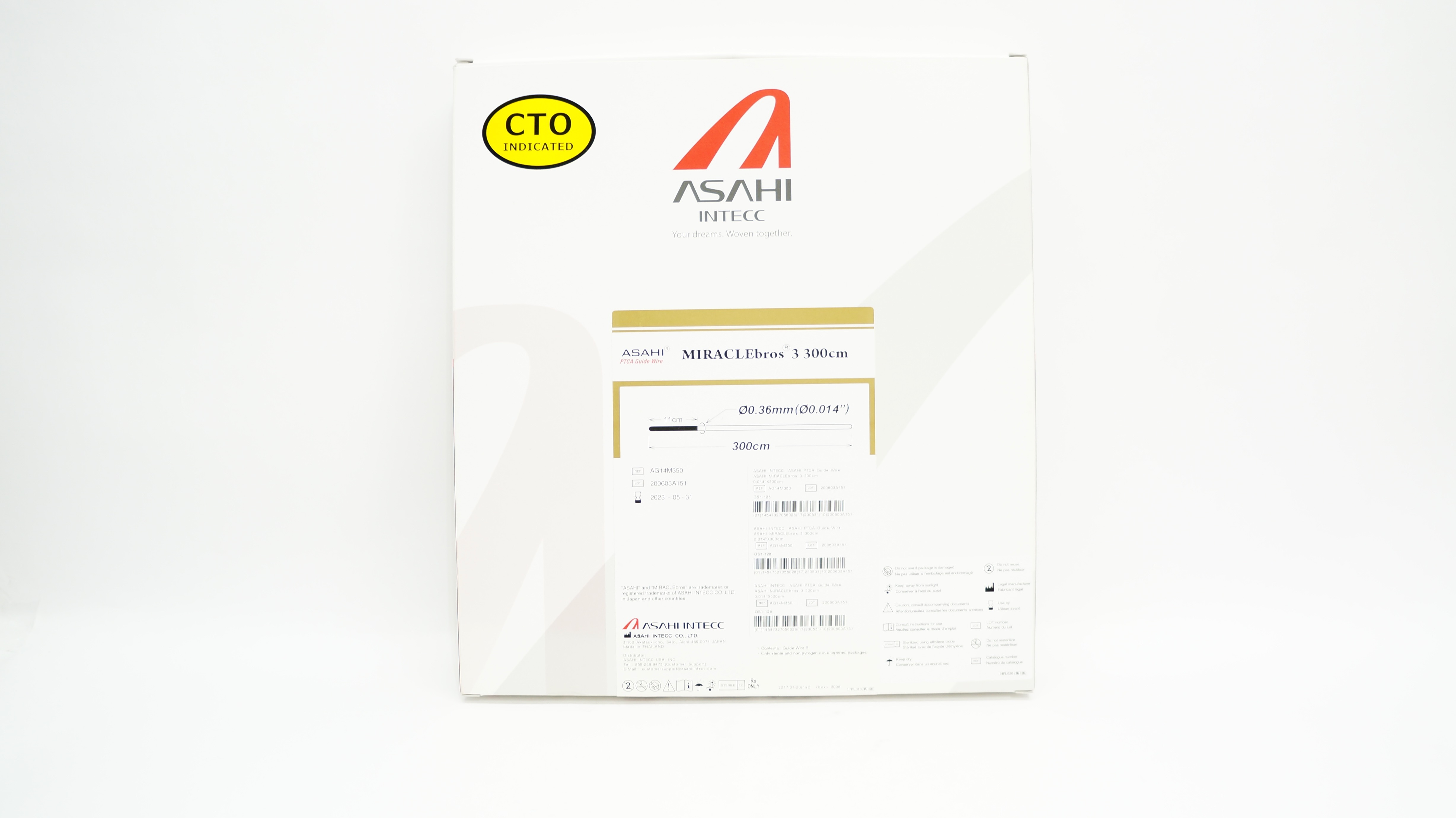 Asahi Intecc AG14M350 MIRACLEbros 3 PTCA Guide Wire 0.014in. x 300cm (x)