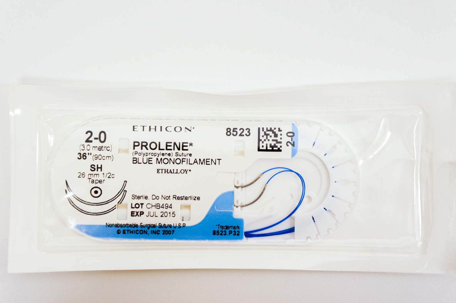 Ethicon 8523 2-0 PROLENE, SH, 26mm 1/2c Taper, 36inch (x)