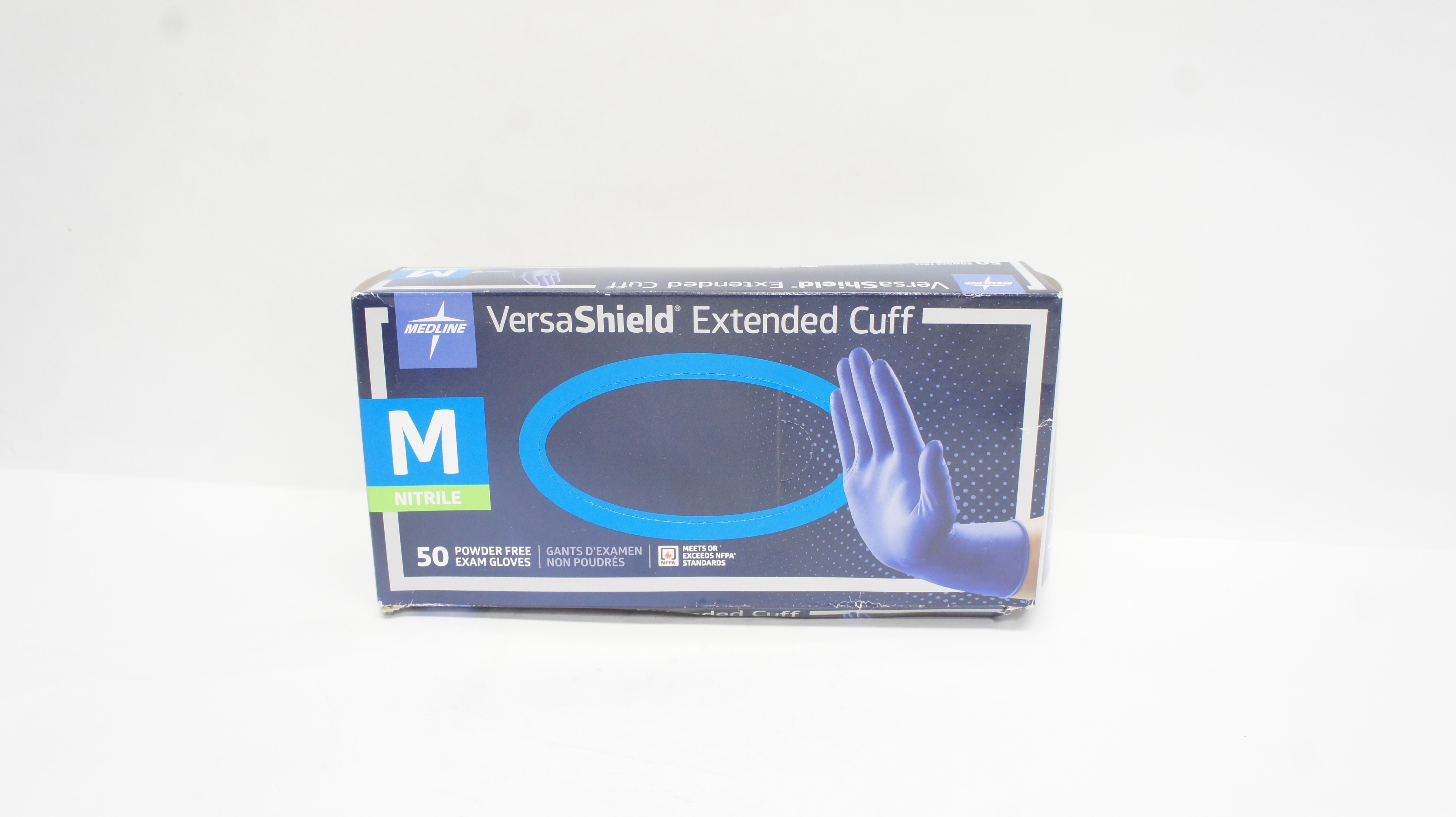 Medline VS711M VersaShield Extended Cuff Powder-Free Exam Gloves, M - Box of 50
