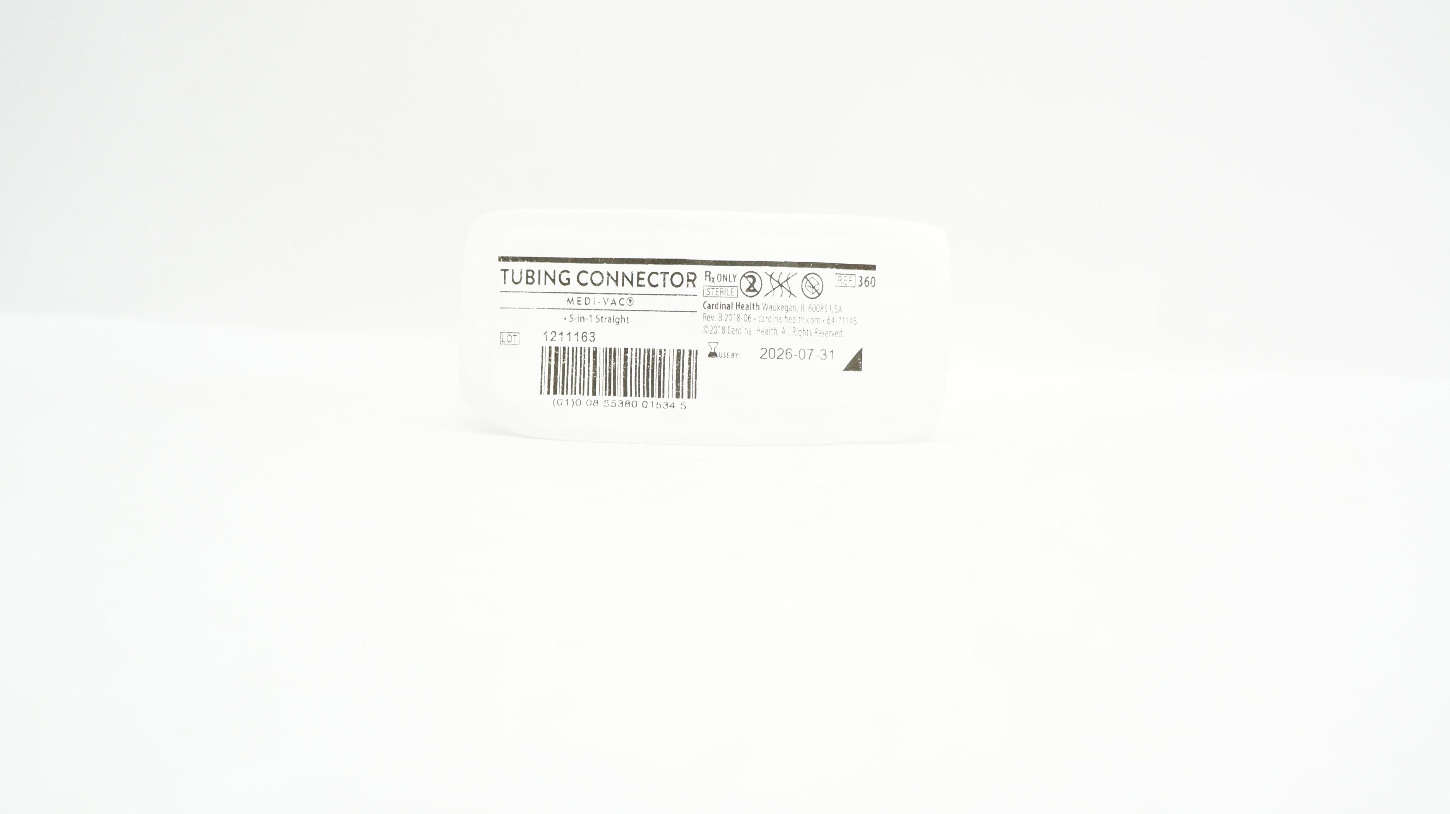 Cardinal Health 360 Medi-Vac Tubing Connector 5-in-1 Straight