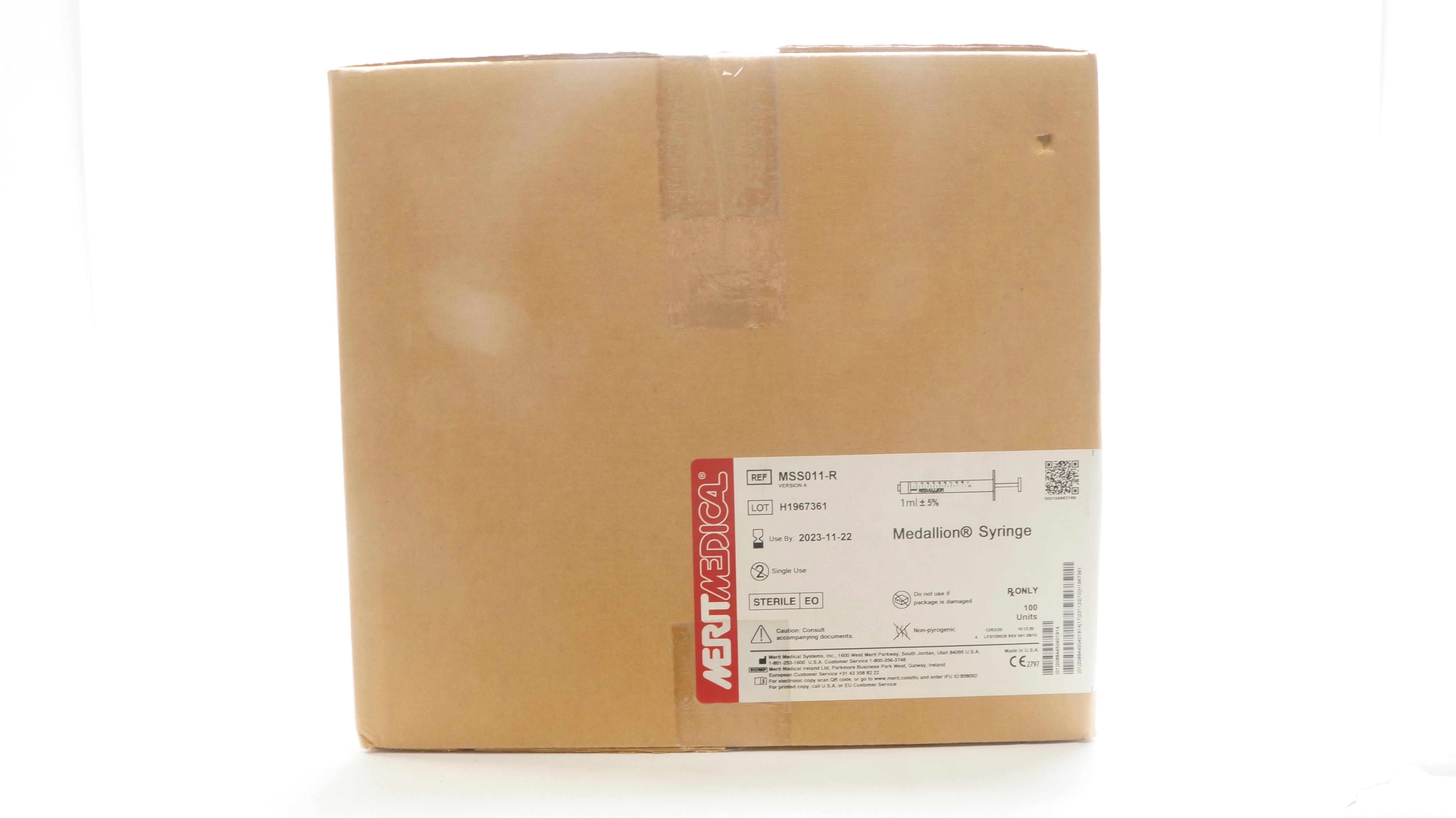 MeritMedical MSS011-R Medallion Syringe 1mL ± 5% (x) - Box of 100