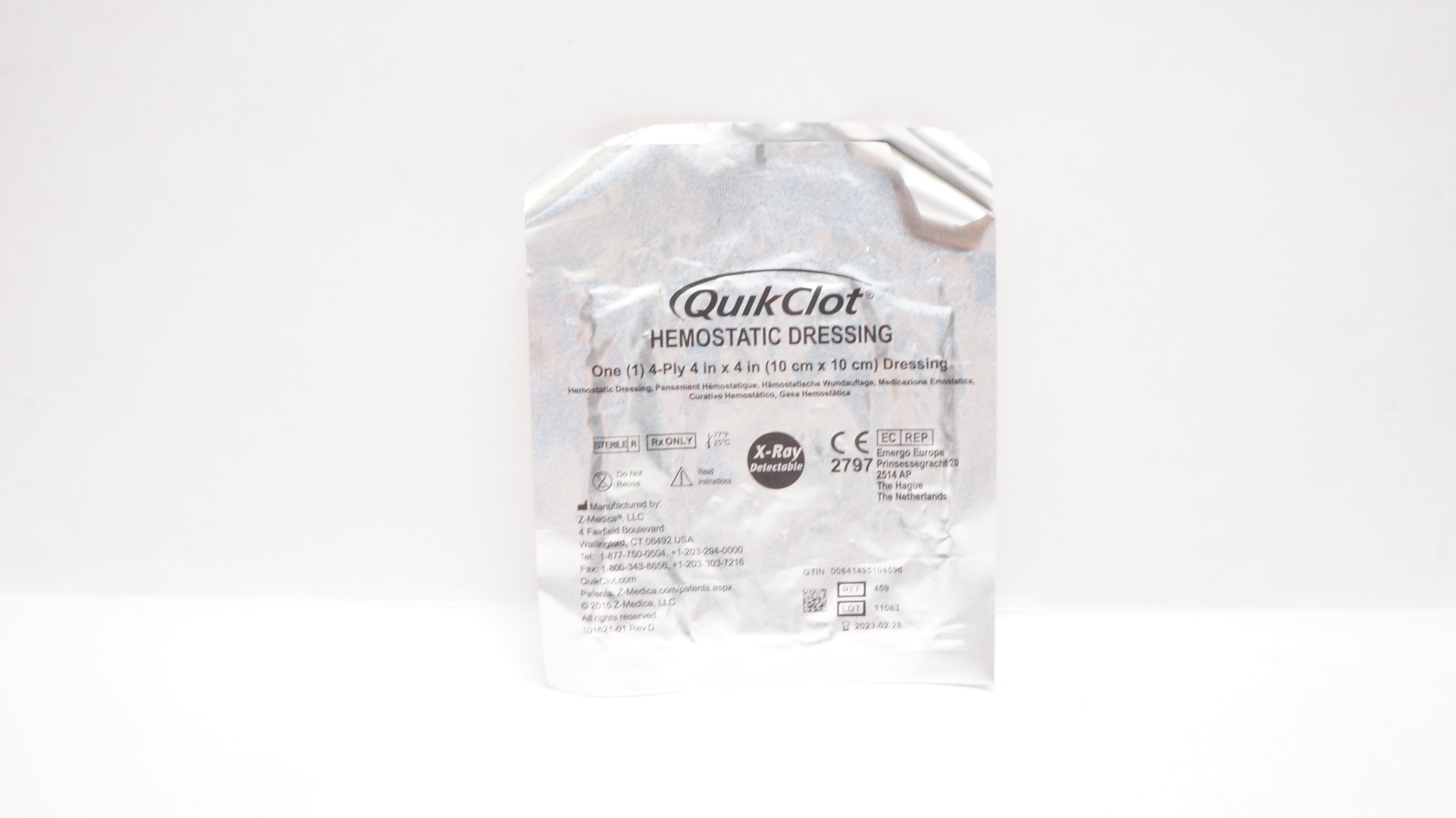 Z-Medica 459 QuikClot Hemostatic Dressing, 4-Ply 4inch x 4inch (x)