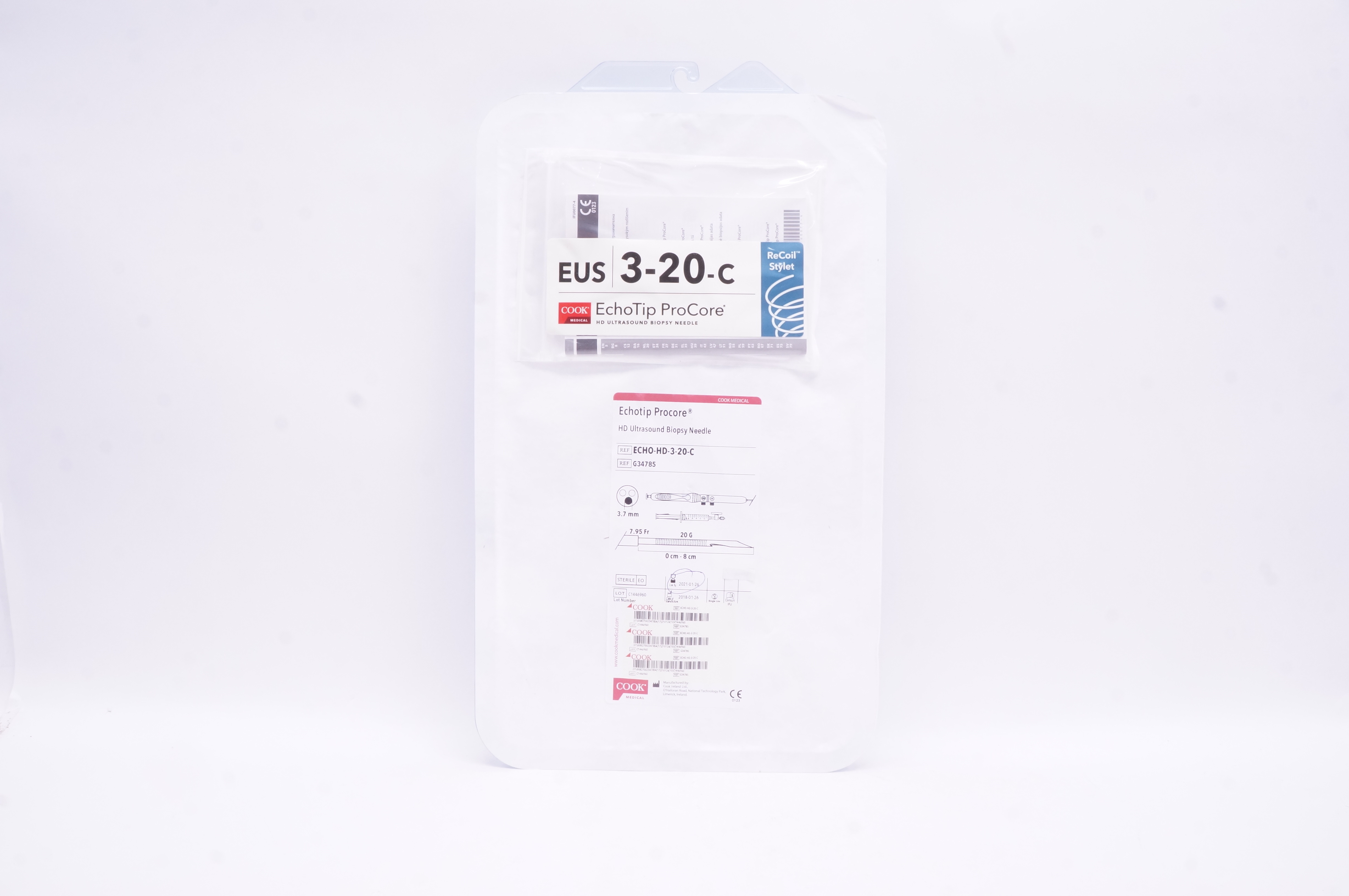 Cook Medical G34785 Echotip Procore HD Ultrasound Biopsy Ndle 3.7mm x 7.95Fr.(x)