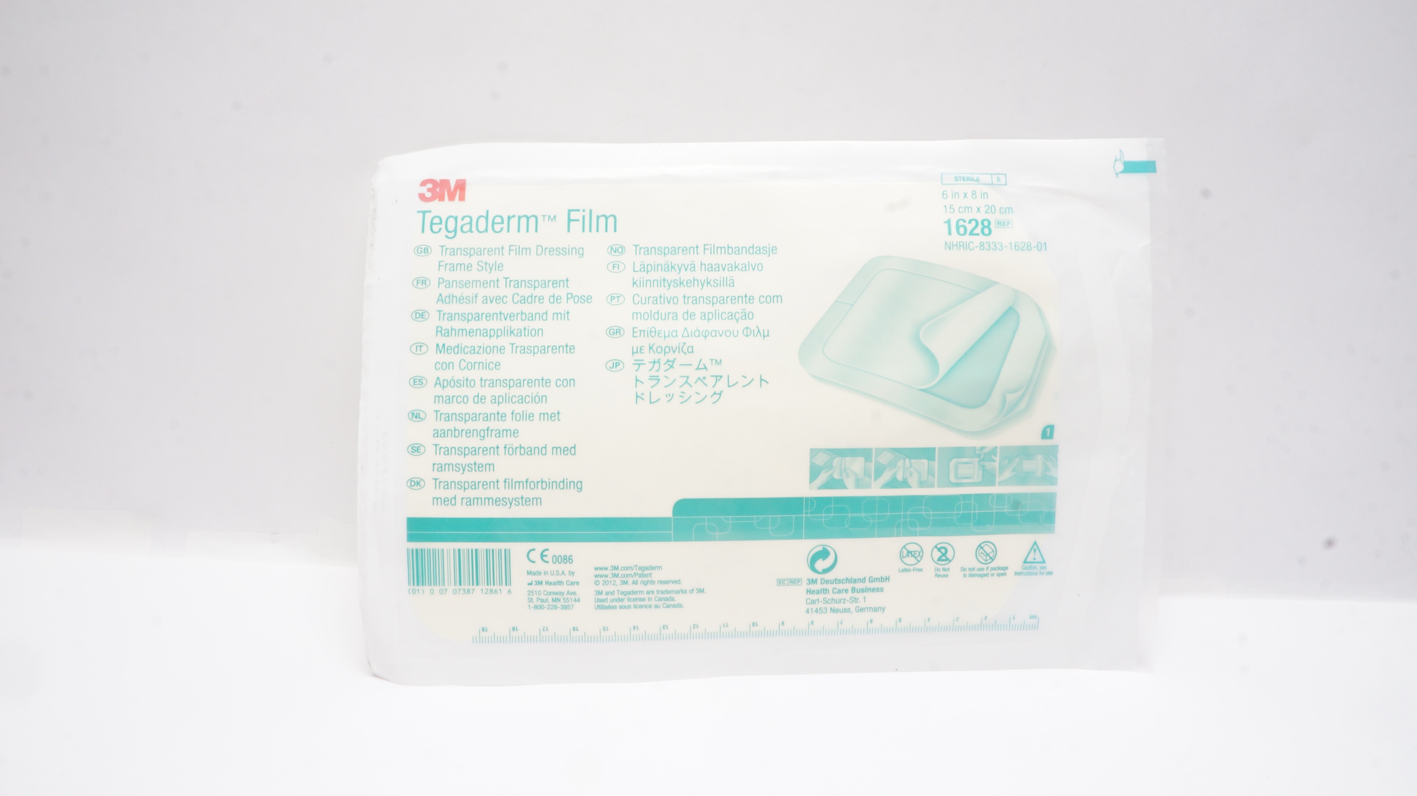 3M 1628 Tegaderm Transparent Film Dressing, Frame Style 6 inch x 8 inch (x)