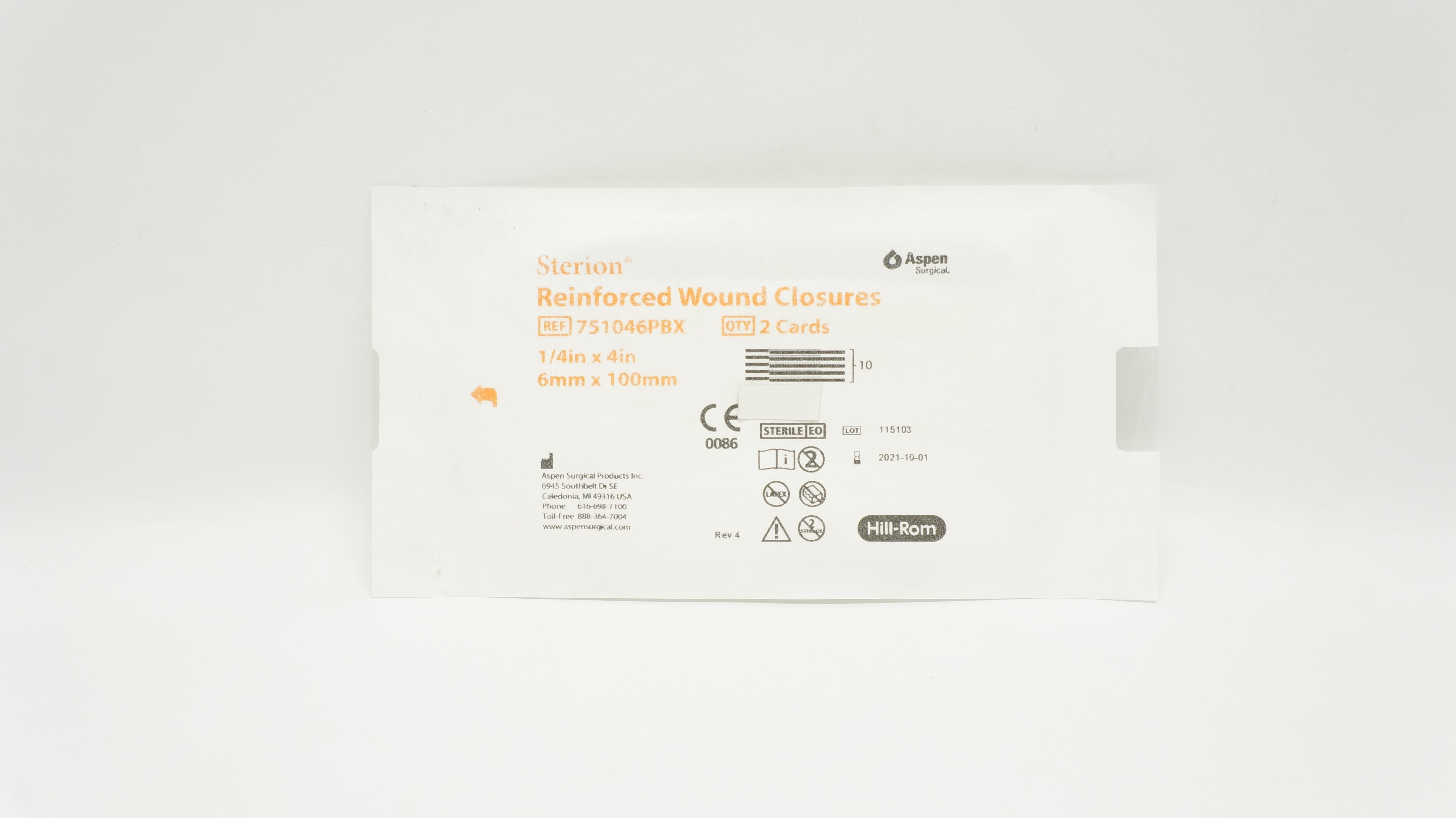 Aspen Surgical 751046PBX Reinforced Wound Closures 1/4in x 4in (x) - Pack of 2