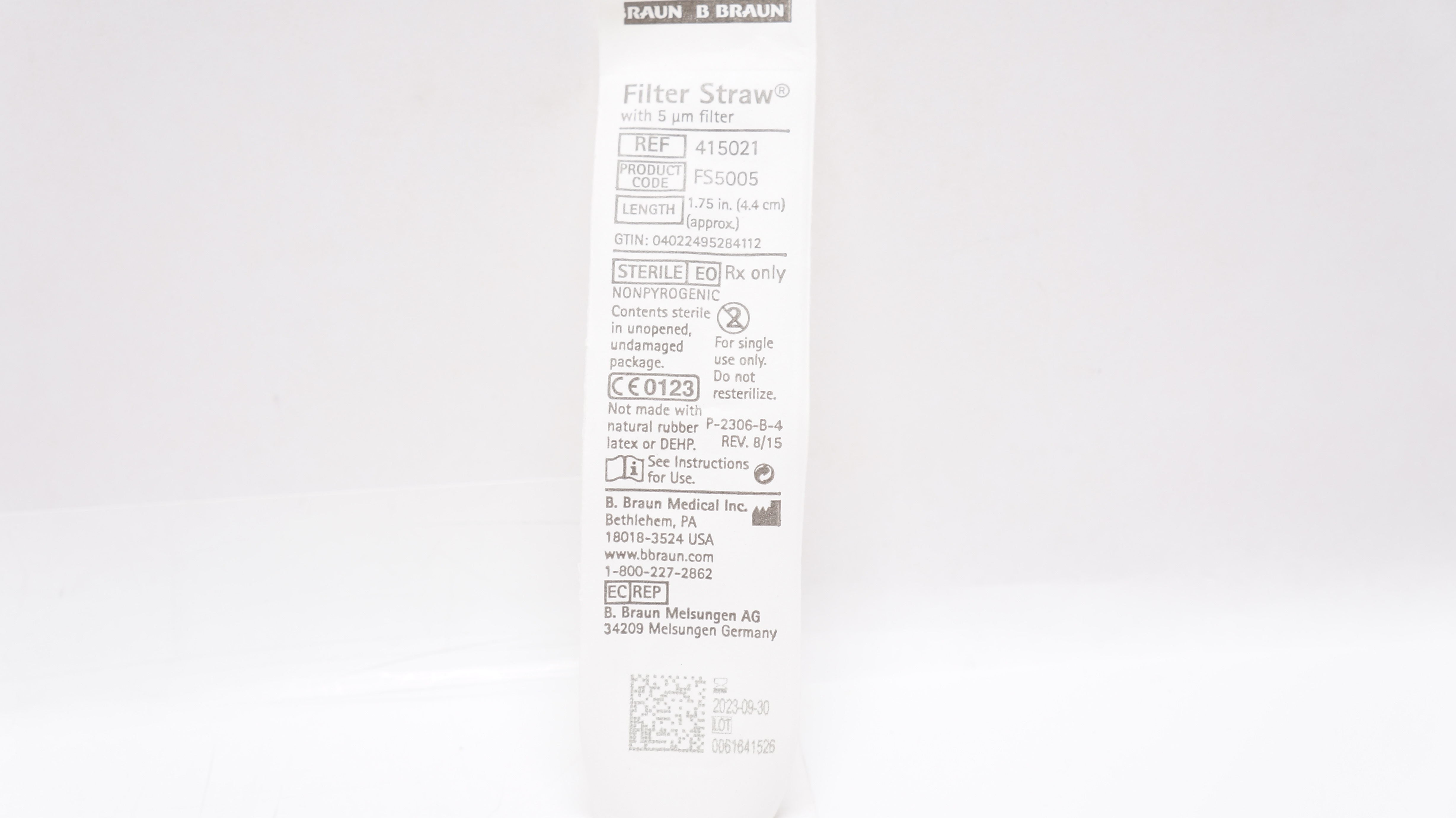 B.Braun 415021 Filter Straw with 5μm Filter Length 1.75inch (x)