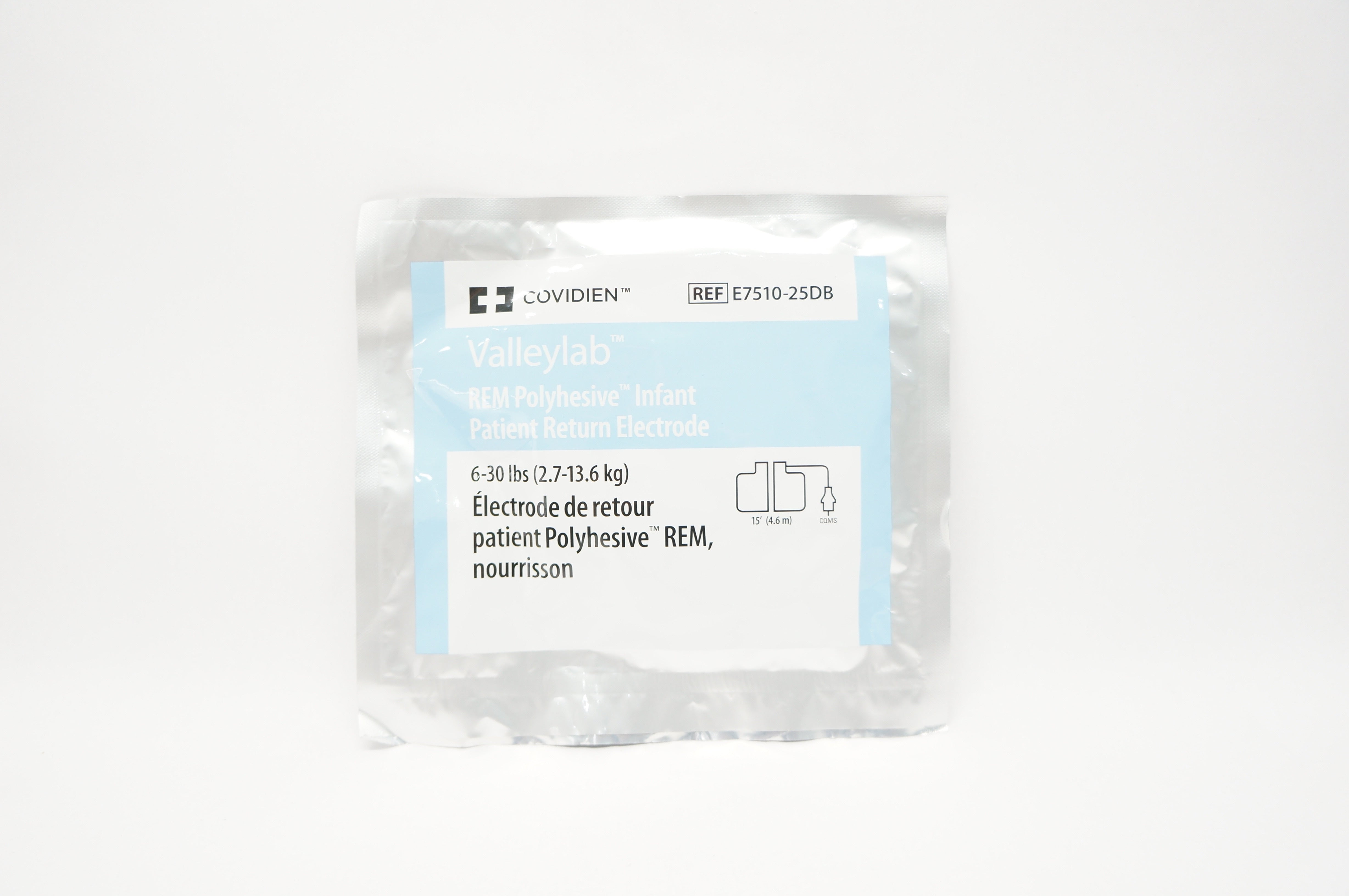 Covidien E7510-25DB Polyhesive Infant Patient Return Electrode 6-30lbs 15in. (x)
