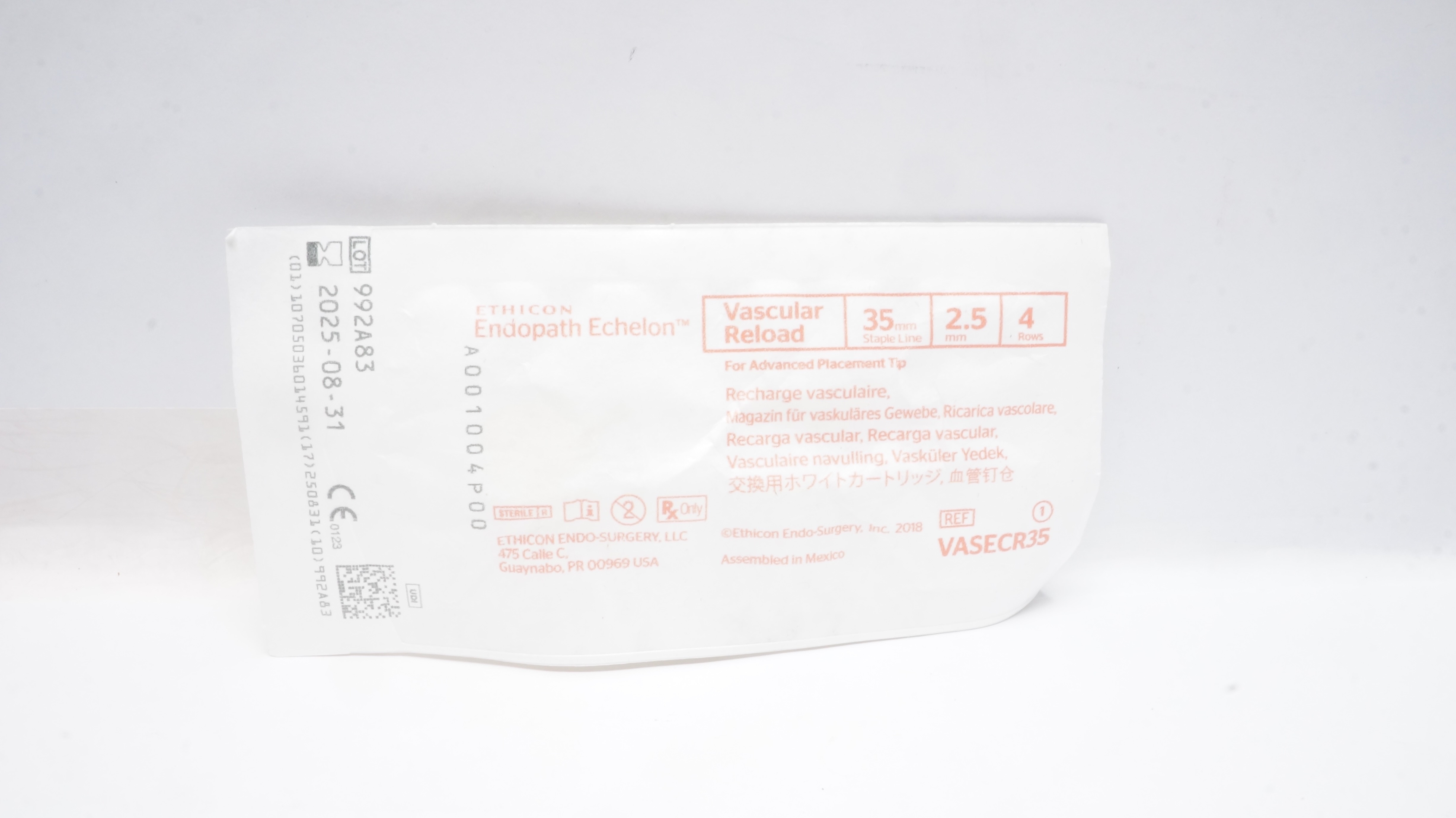 Ethicon VASECR35 Endopath Echelon Vascular Reload 4 Rows 35 mm x 2.5 mm